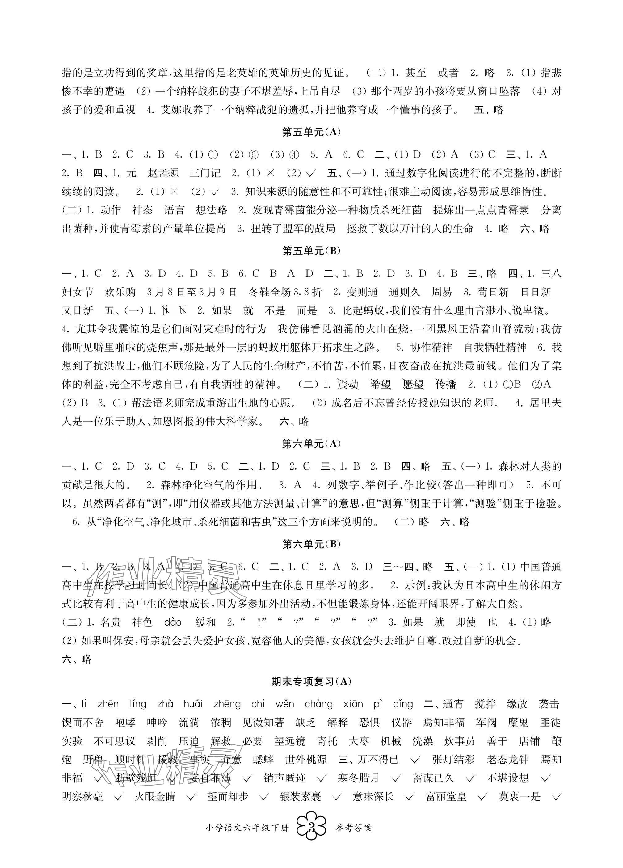 2025年導(dǎo)學(xué)優(yōu)道小學(xué)語文數(shù)學(xué)英語檢測六年級下冊 參考答案第3頁