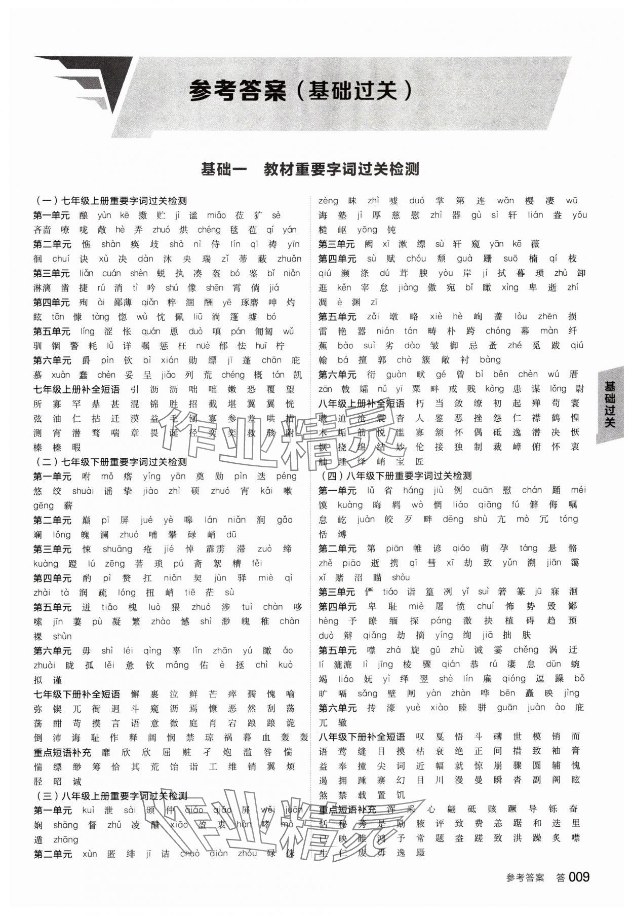 2024年全品中考復(fù)習(xí)方案語文江西專版 參考答案第8頁