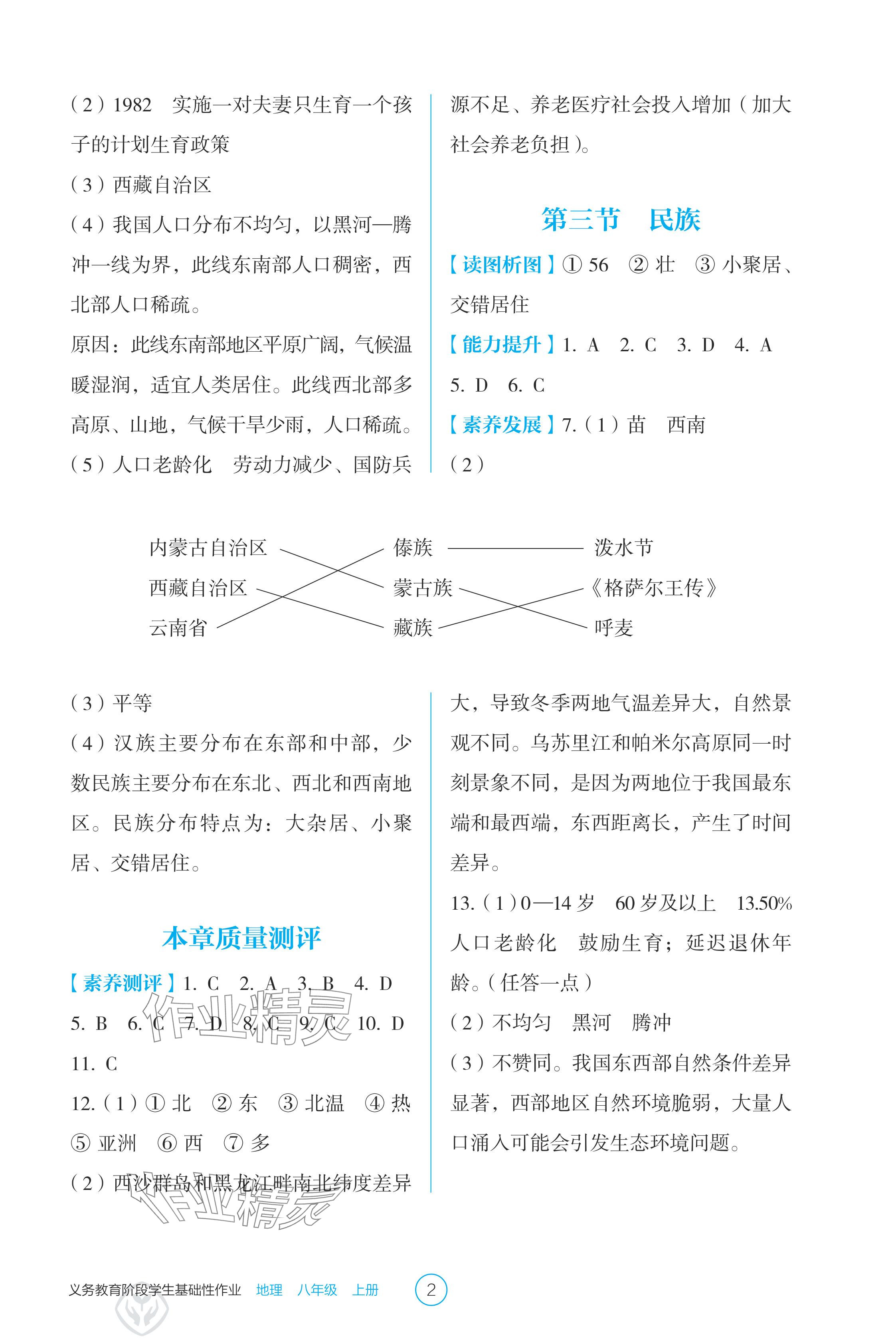 2024年學(xué)生基礎(chǔ)性作業(yè)八年級(jí)地理上冊(cè)人教版 參考答案第2頁(yè)