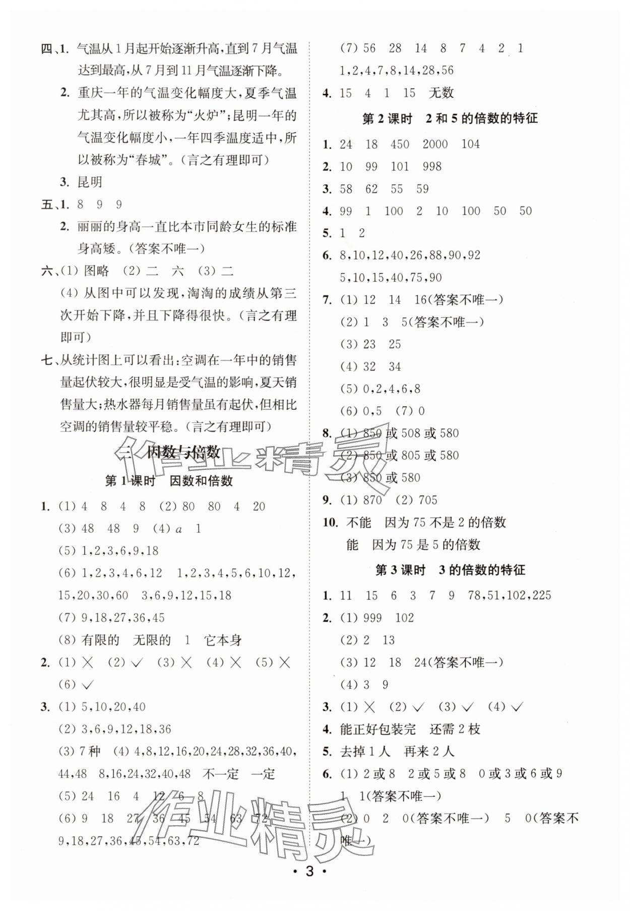 2024年創(chuàng)新課時(shí)作業(yè)本五年級(jí)數(shù)學(xué)下冊(cè)蘇教版 參考答案第3頁(yè)