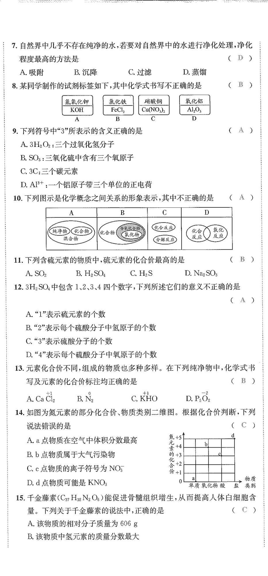 2024年驕子1號九年級化學上冊人教版 第20頁