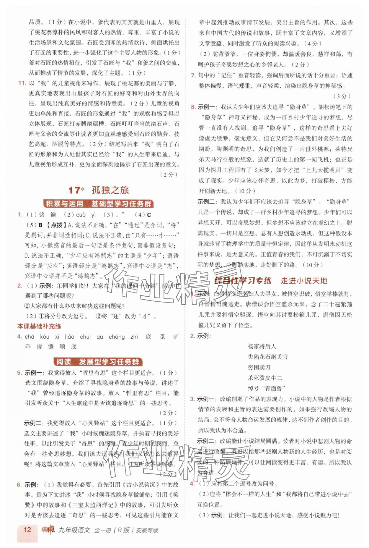 2025年综合应用创新题典中点九年级语文全一册人教版安徽专版 第12页