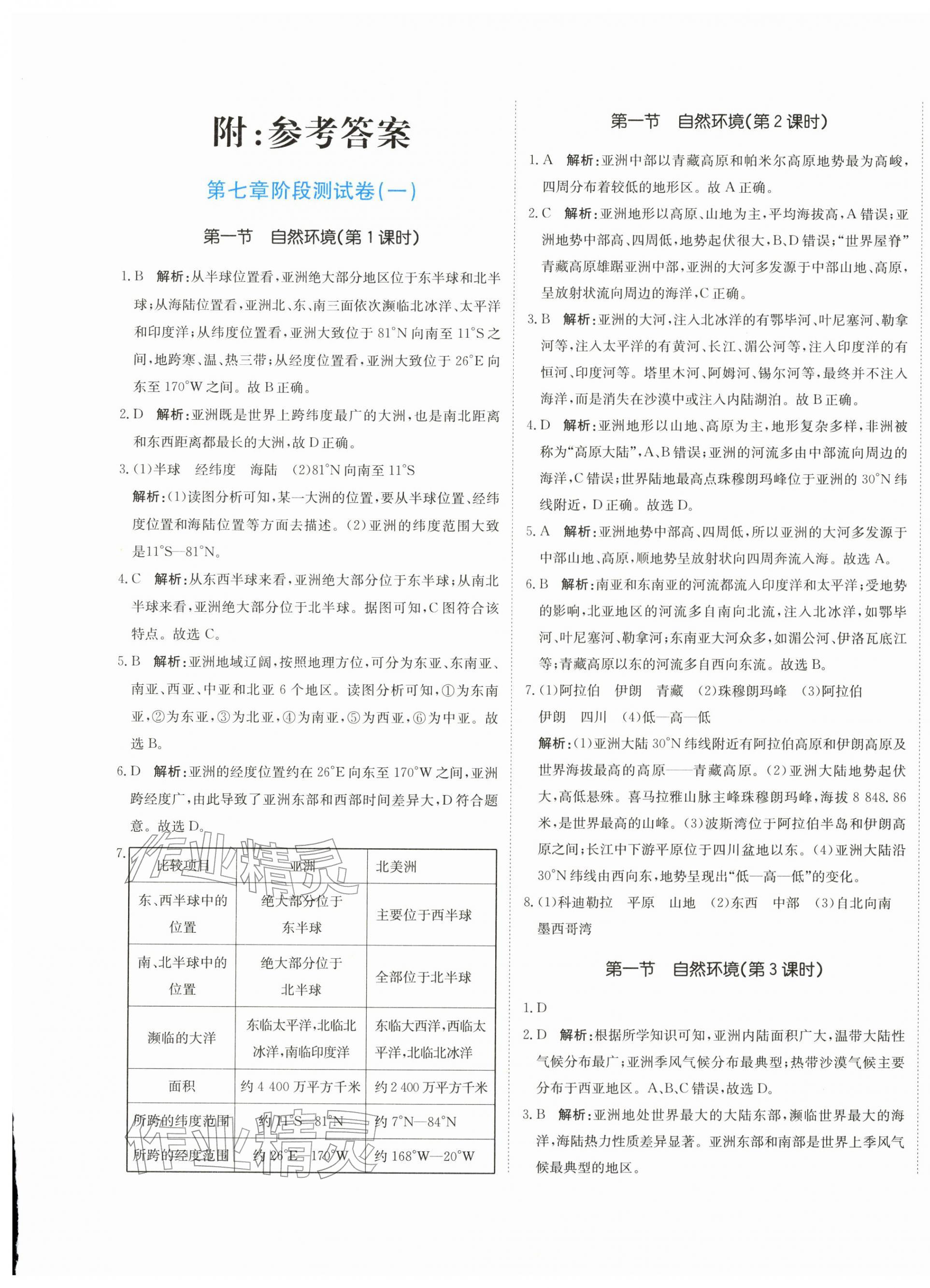 2026年提分教练七年级地理下册人教版&nbsp;第1页