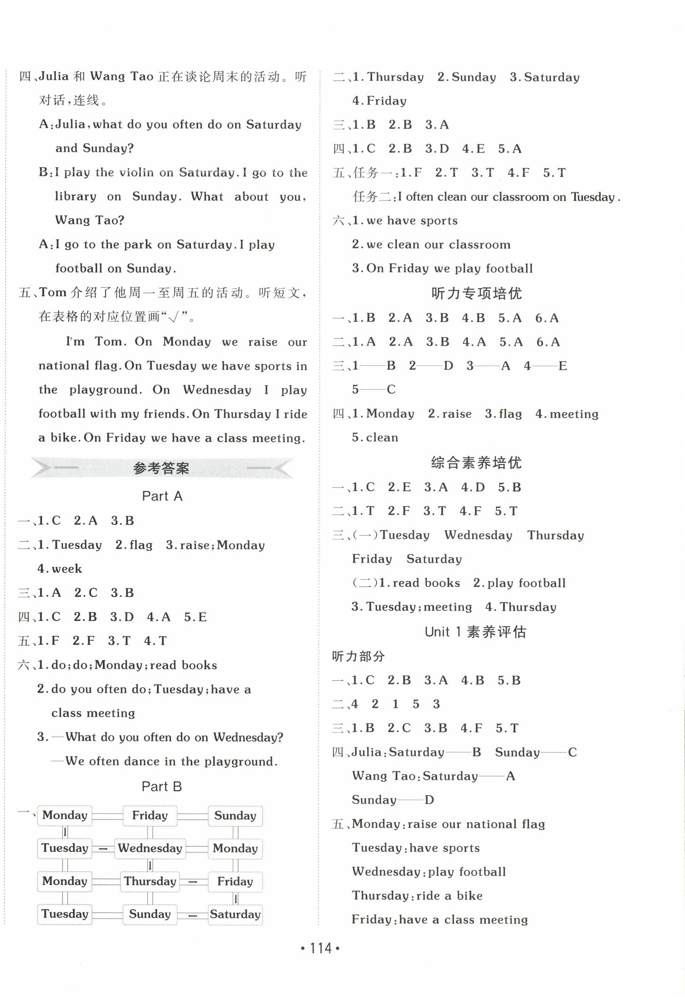 2025年同行課課100分過關(guān)作業(yè)四年級英語下冊閩教版 參考答案第2頁