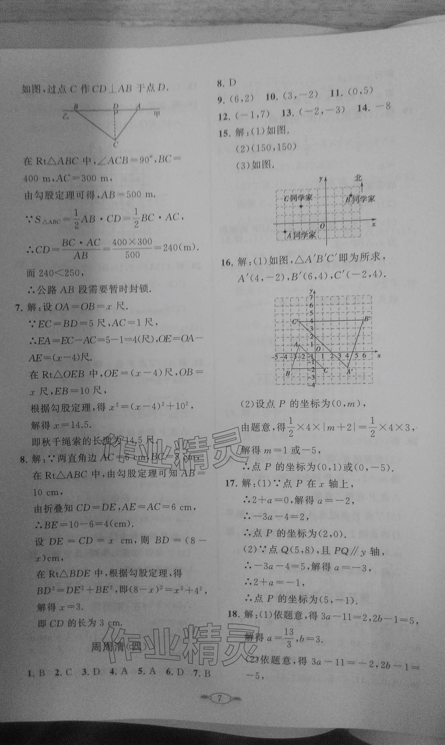 2023年课标新卷八年级数学上册北师大版 参考答案第7页