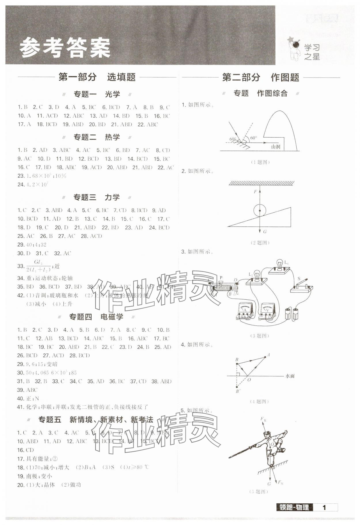 2024年領(lǐng)跑中考物理二輪總復(fù)習(xí)遼寧專版 參考答案第1頁