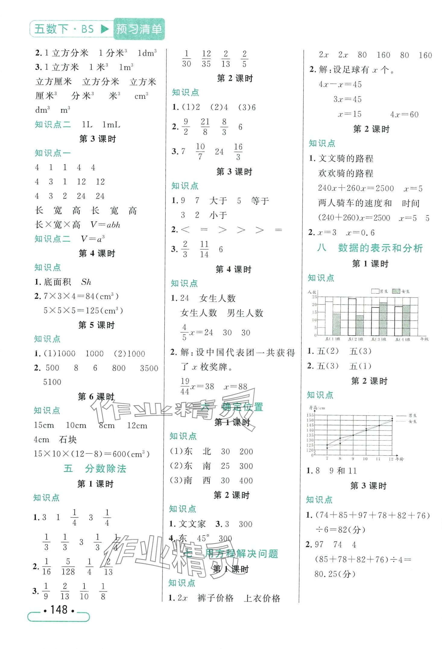 2024年小状元随堂作业五年级数学下册北师大版 第2页