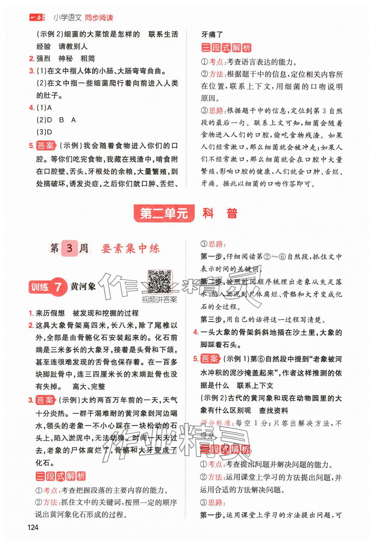 2024年一本小學(xué)語(yǔ)文同步閱讀四年級(jí)下冊(cè)人教版 參考答案第4頁(yè)