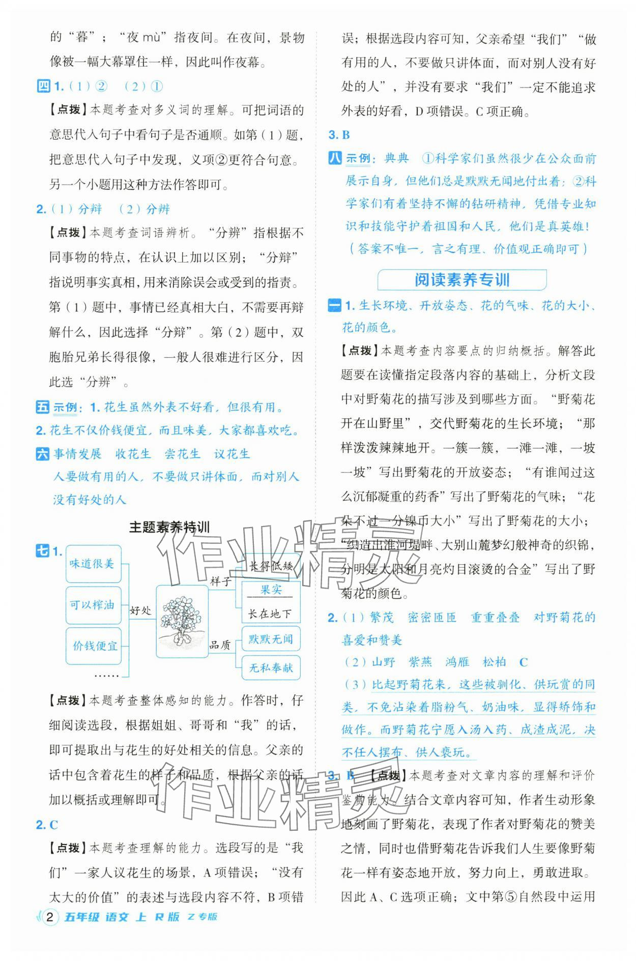 2024年綜合應(yīng)用創(chuàng)新題典中點五年級語文上冊人教版浙江專版 參考答案第2頁