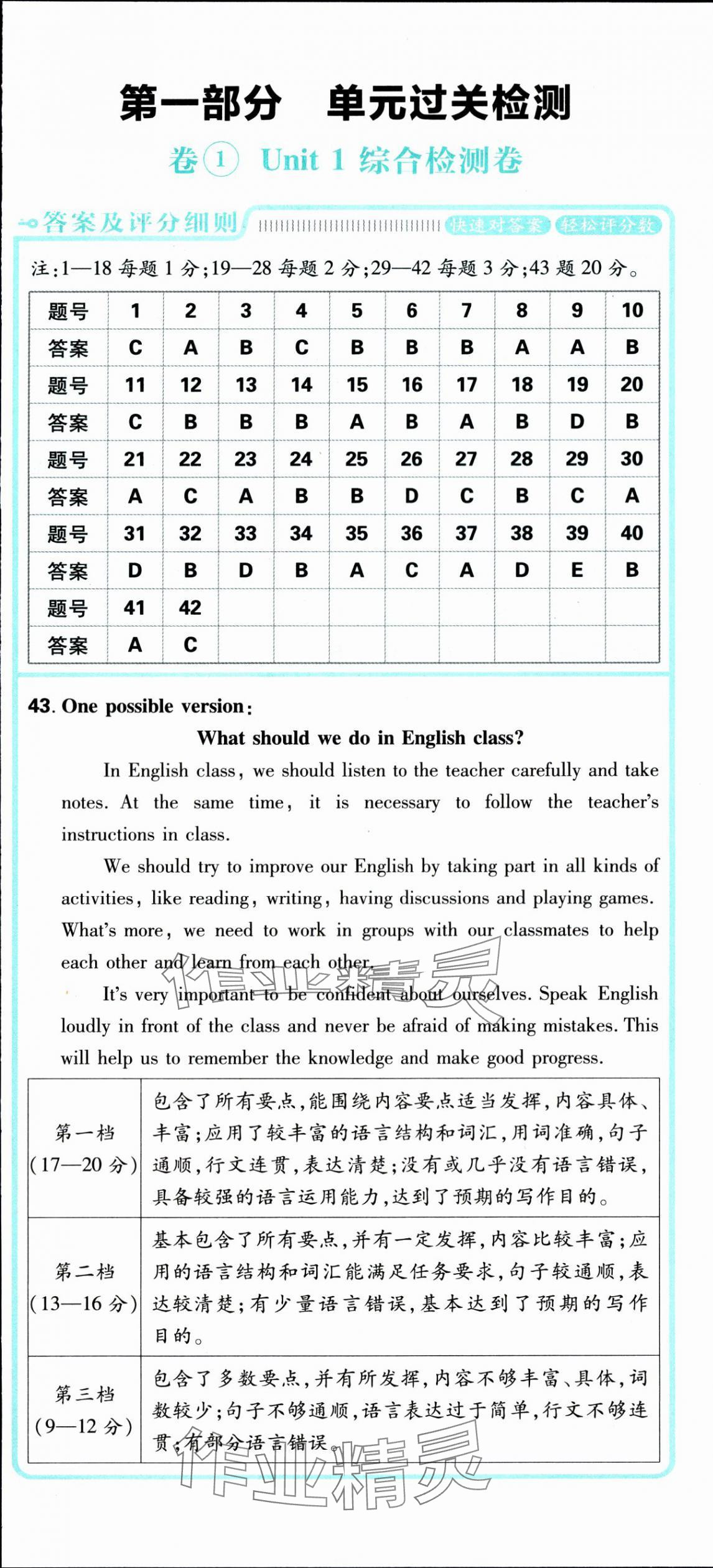 2025年初中上分卷单元诊断自查九年级英语全一册人教版 第1页