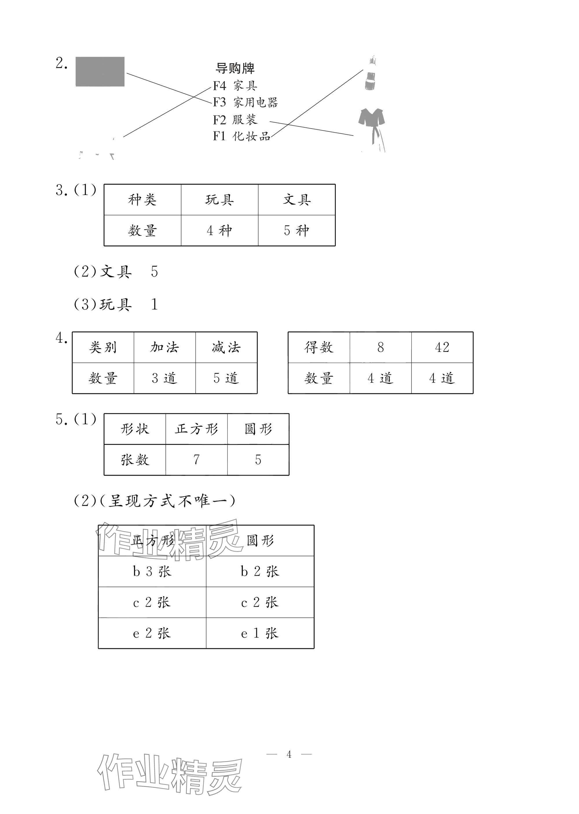 2025年作業本江西教育出版社二年級數學上冊人教版&nbsp;參考答案第4頁