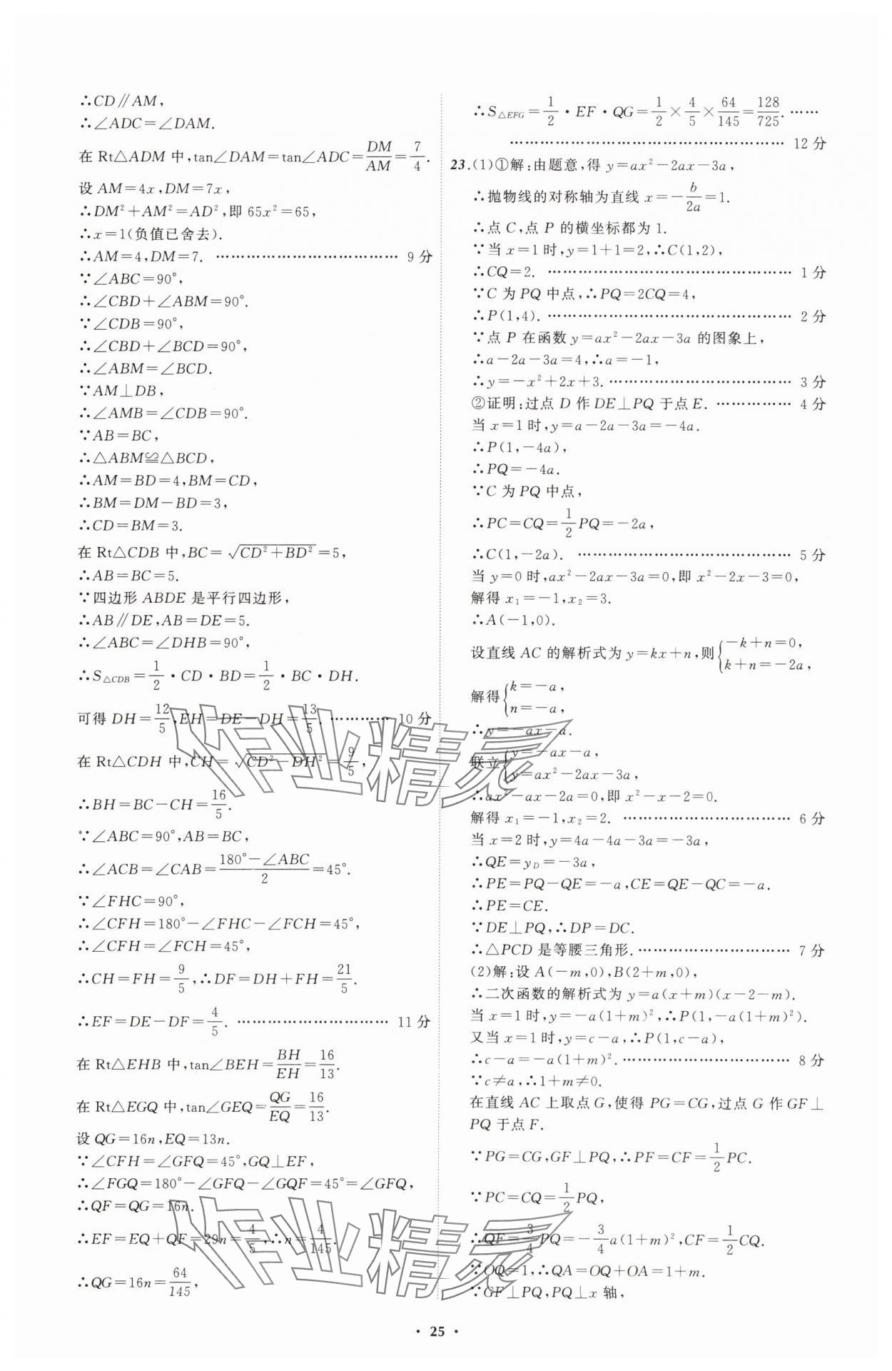 2025年中考必備遼寧師范大學(xué)出版社數(shù)學(xué)遼寧專(zhuān)版 參考答案第25頁(yè)