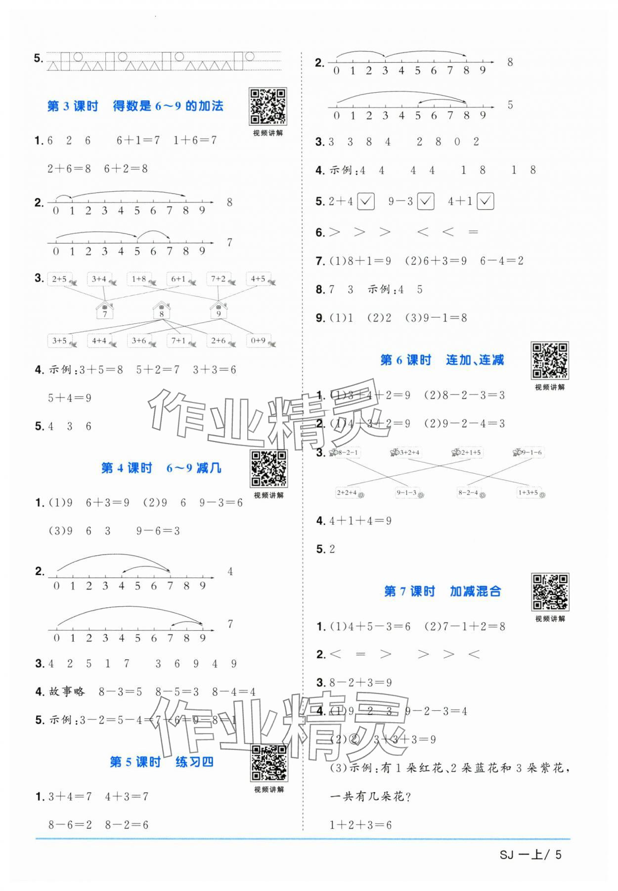 2025年陽(yáng)光同學(xué)課時(shí)優(yōu)化作業(yè)一年級(jí)數(shù)學(xué)上冊(cè)蘇教版 第5頁(yè)