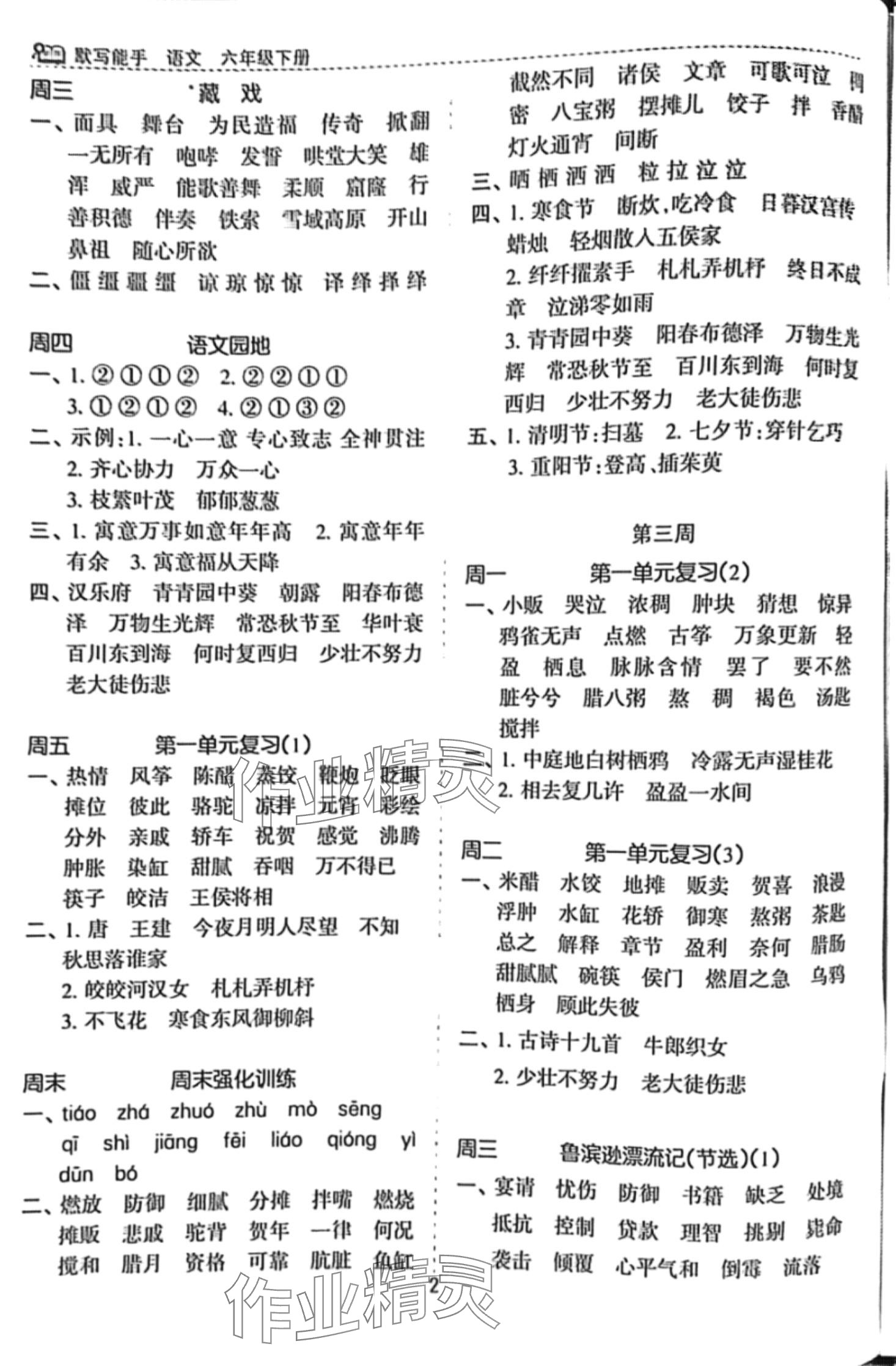 2024年默寫(xiě)能手花山文藝出版社六年級(jí)語(yǔ)文下冊(cè)人教版 第2頁(yè)