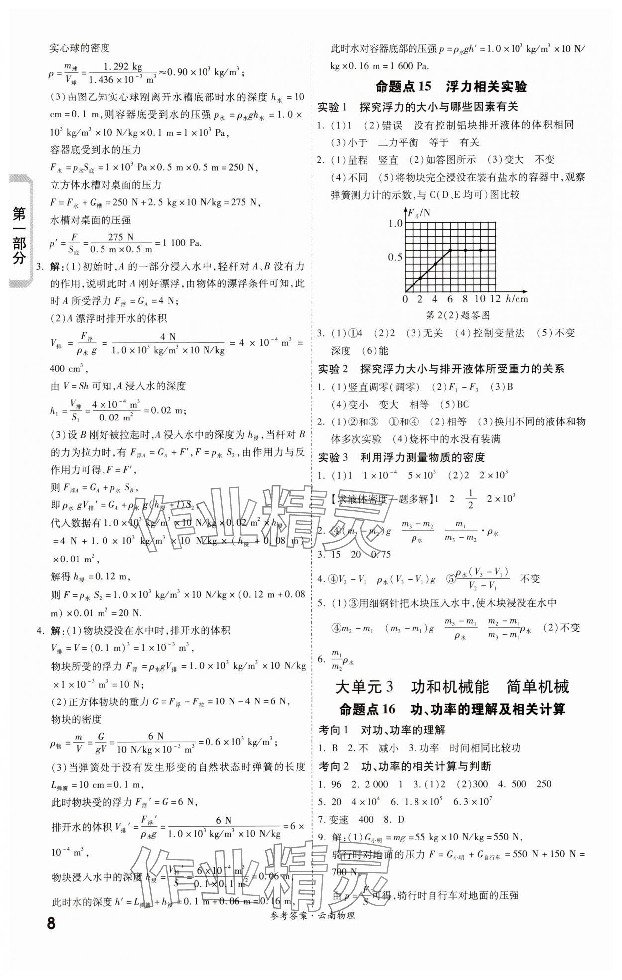 2024年一战成名考前新方案物理云南专版 参考答案第8页