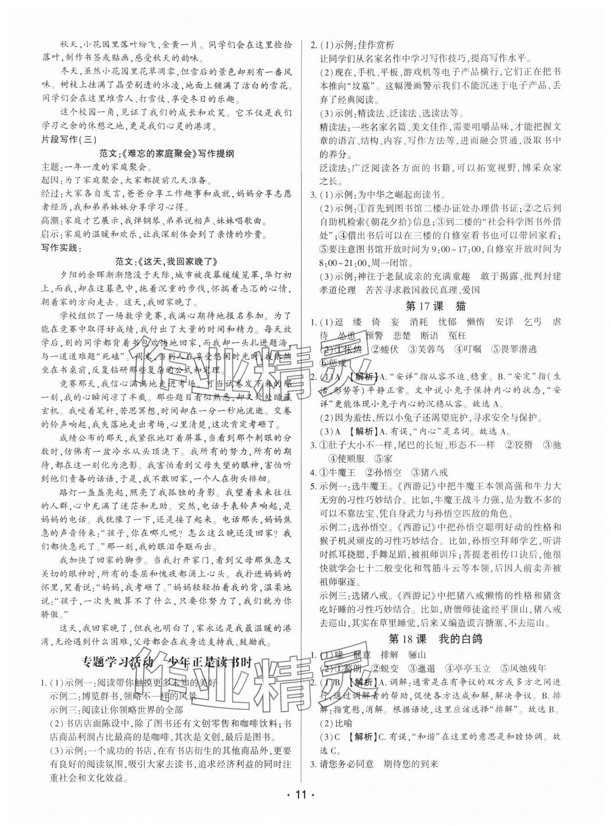 2025年基础精练七年级语文上册人教版深圳专版 第11页