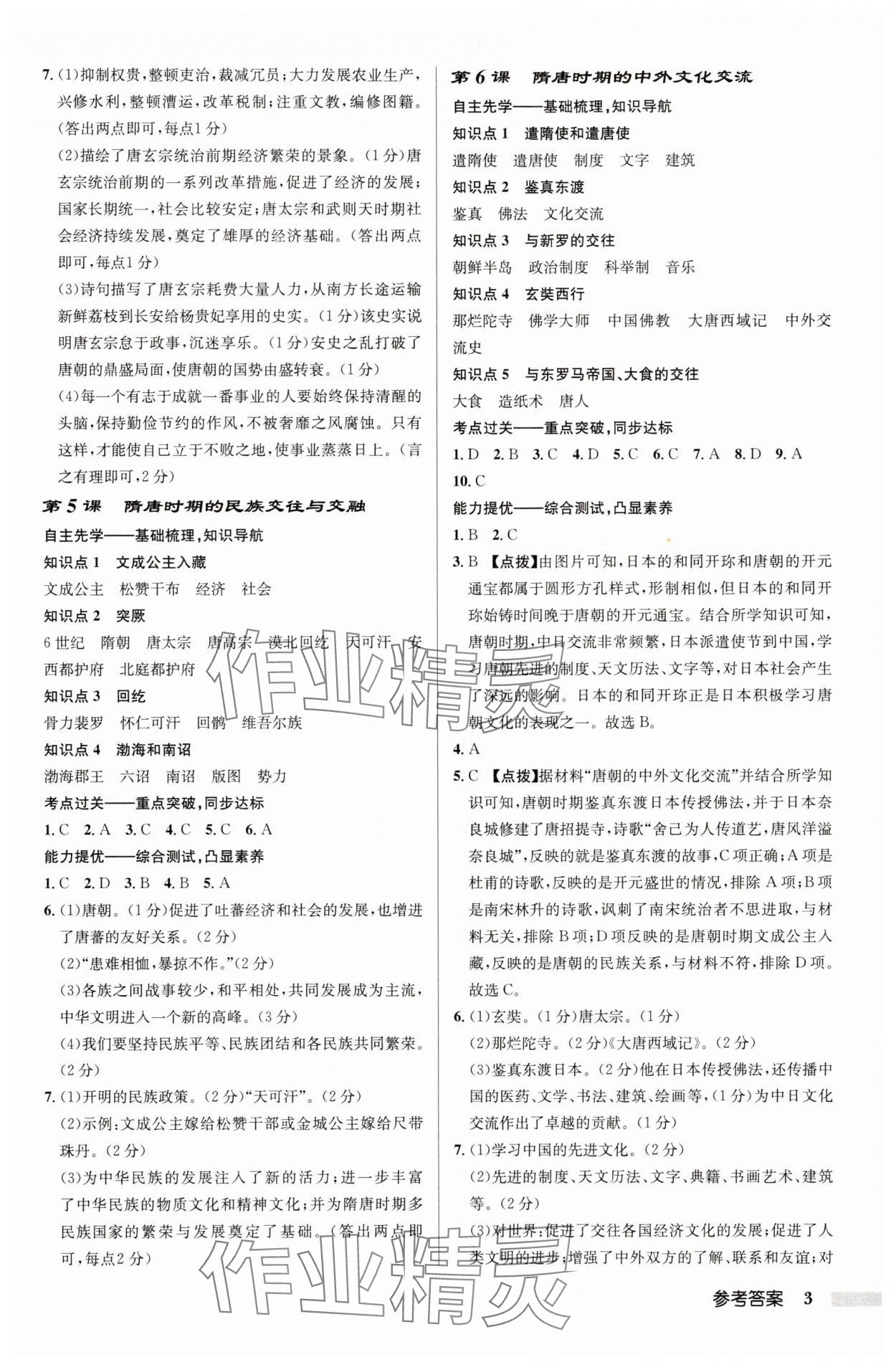 2025年啟東中學(xué)作業(yè)本七年級(jí)歷史下冊人教版 第3頁