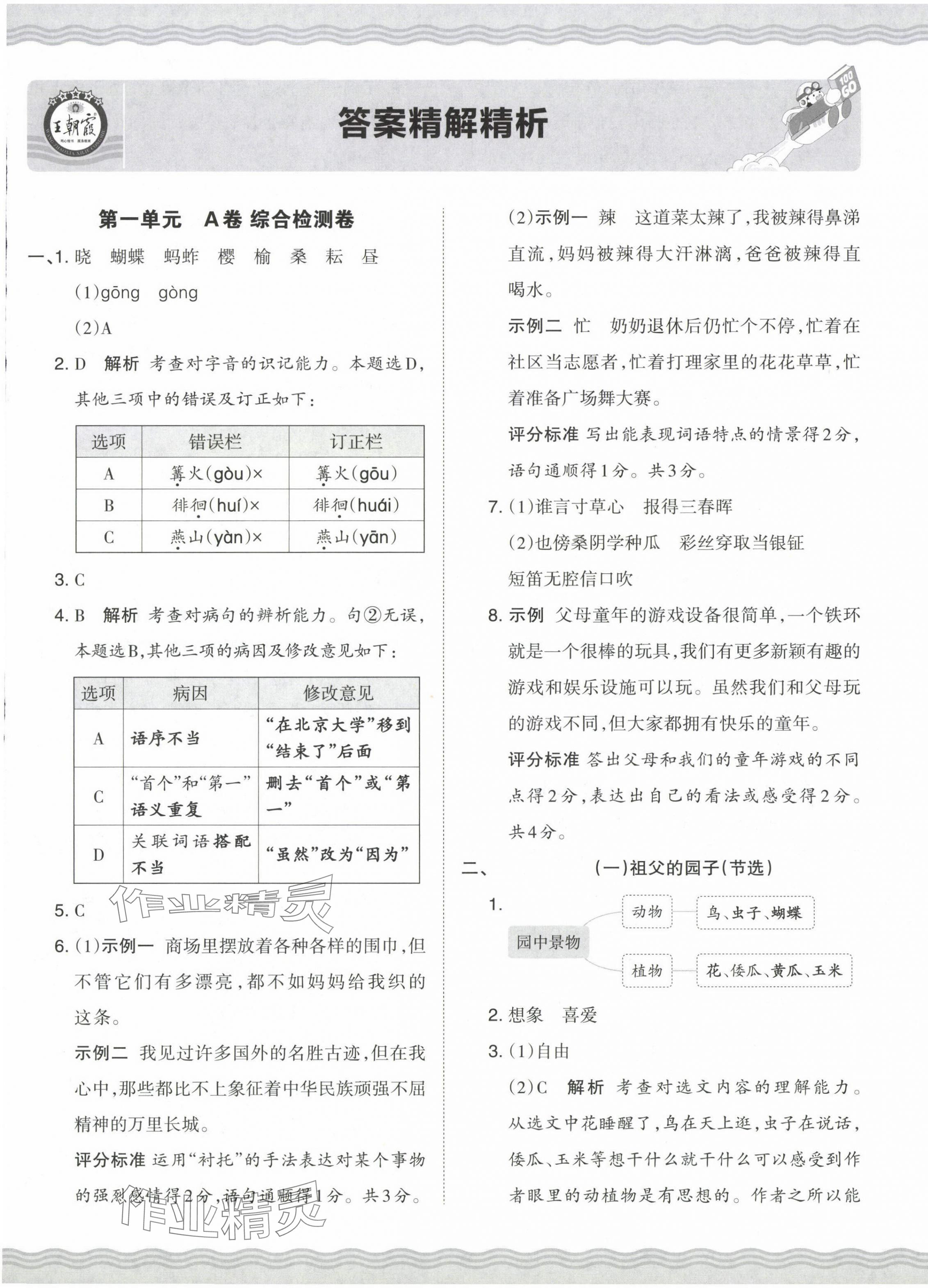 2024年王朝霞培优100分五年级语文下册人教版 第1页