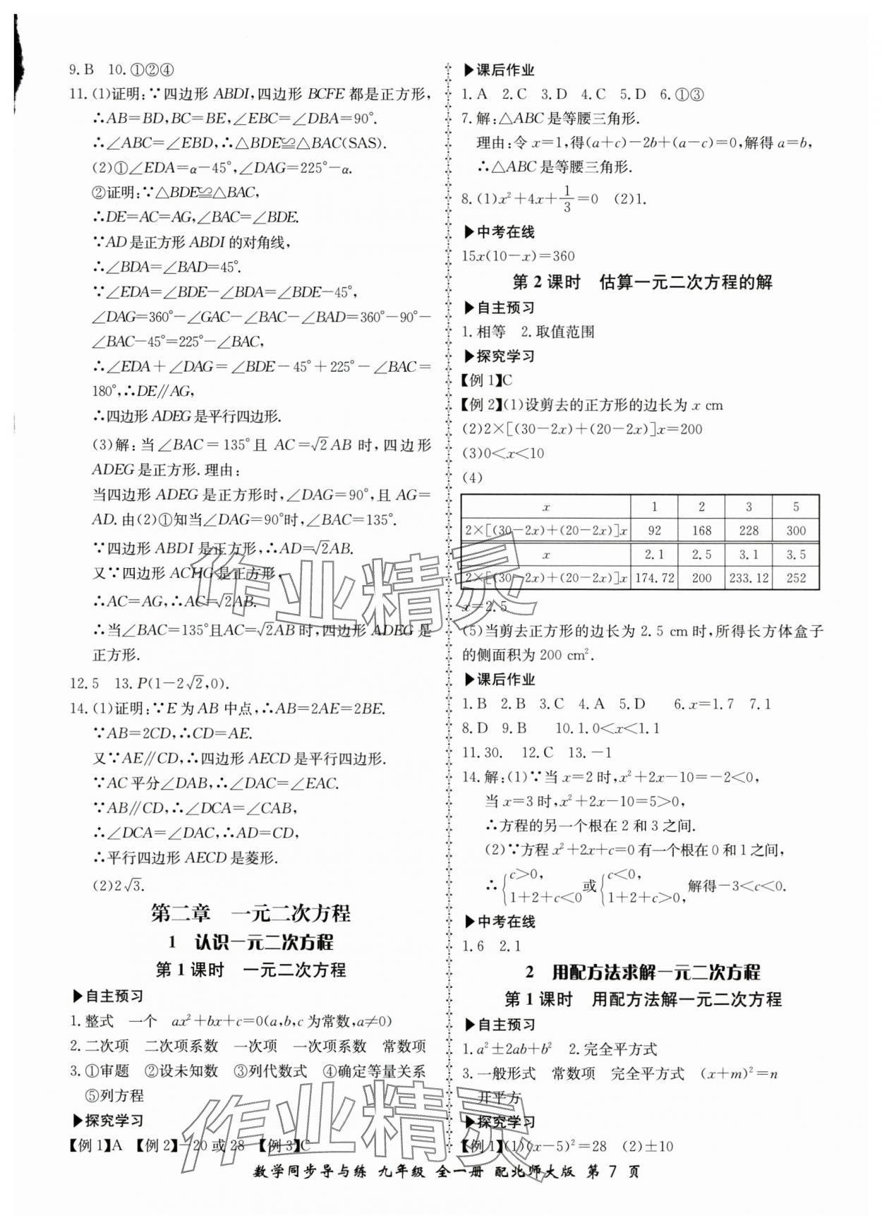 2025年新学案同步导与练九年级数学全一册北师大版 第7页