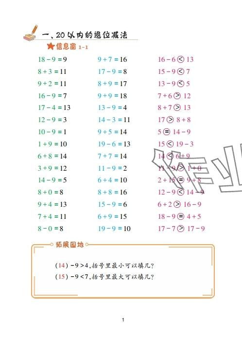 2025年口算天天練青島出版社一年級數學下冊青島版 參考答案第1頁
