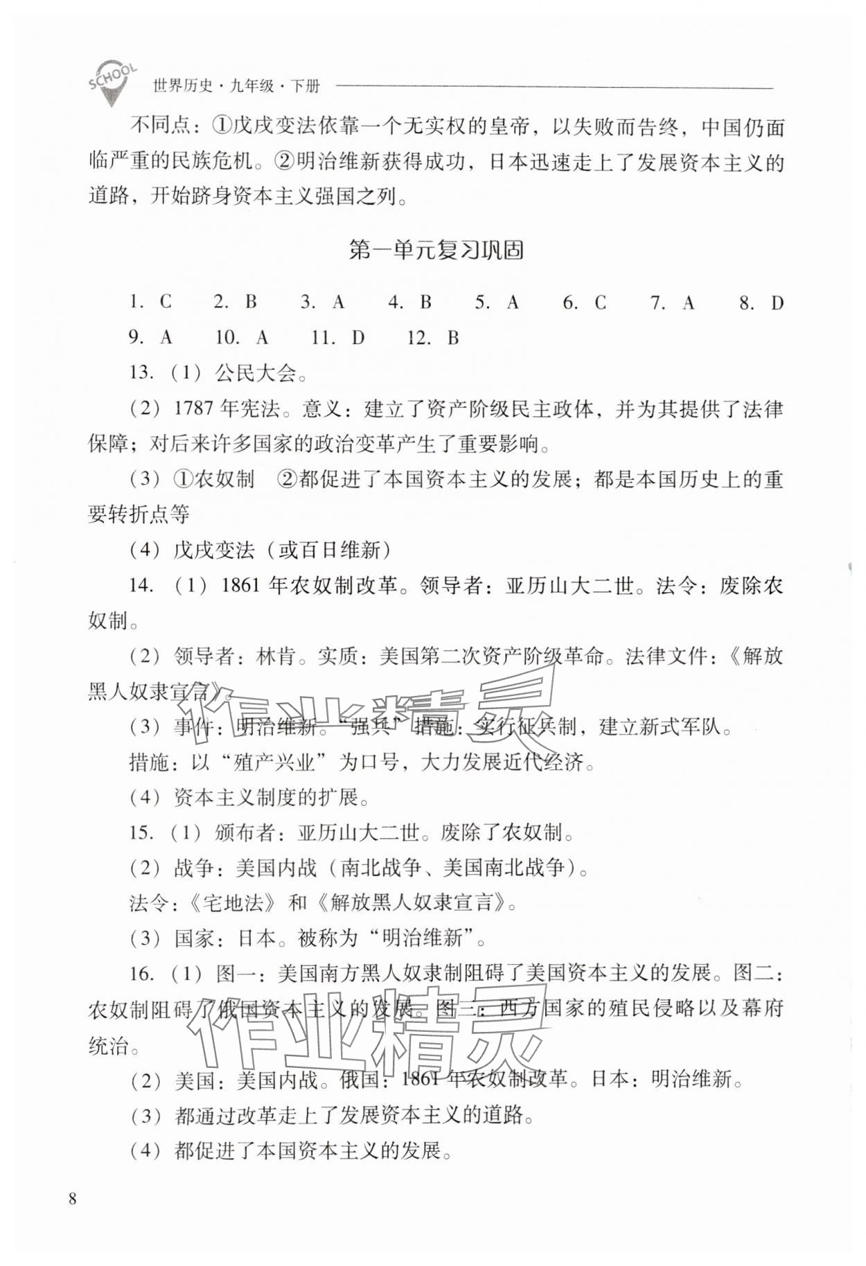 2025年新課程問題解決導學方案九年級歷史下冊人教版 第8頁