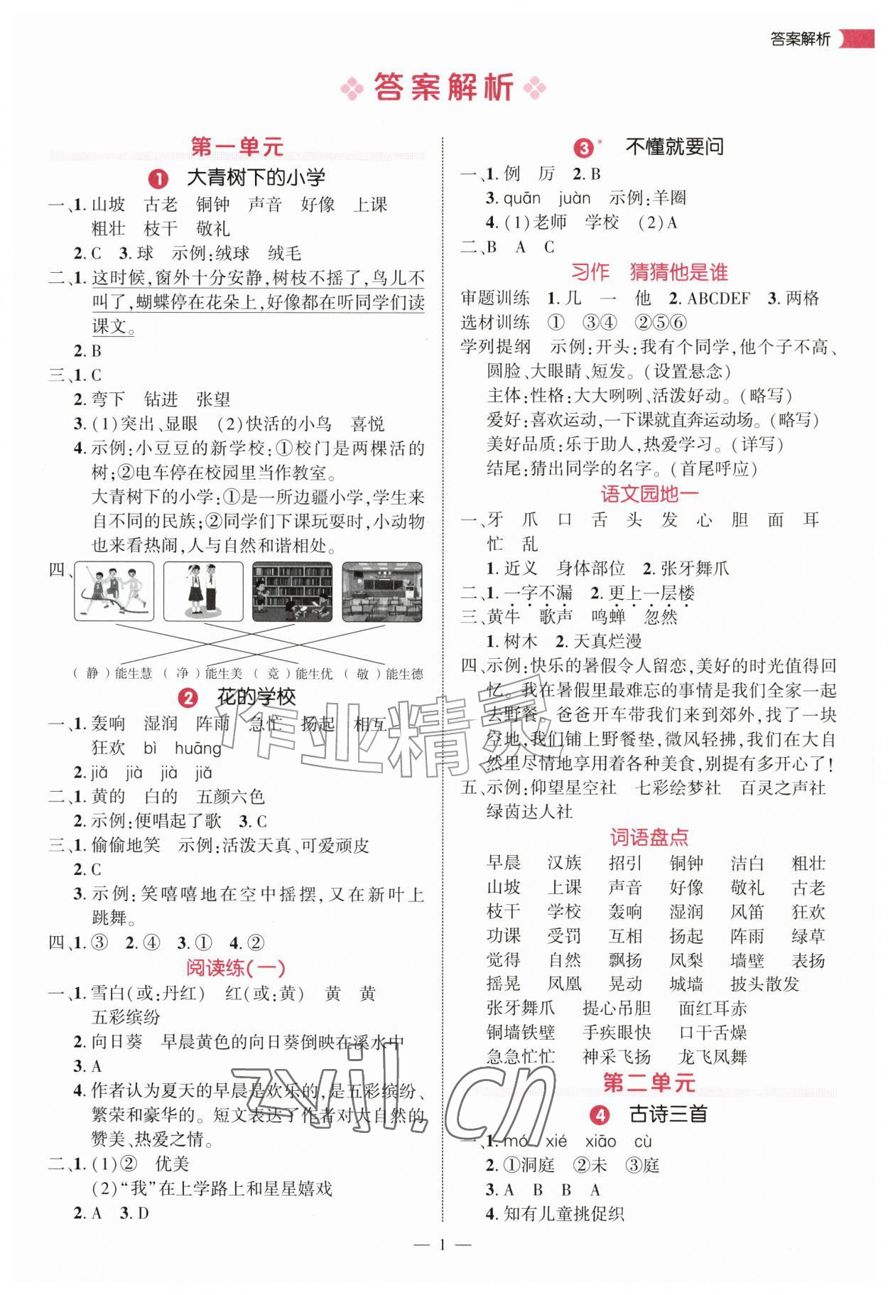 2026年细解巧练三年级语文上册人教版&nbsp;第1页
