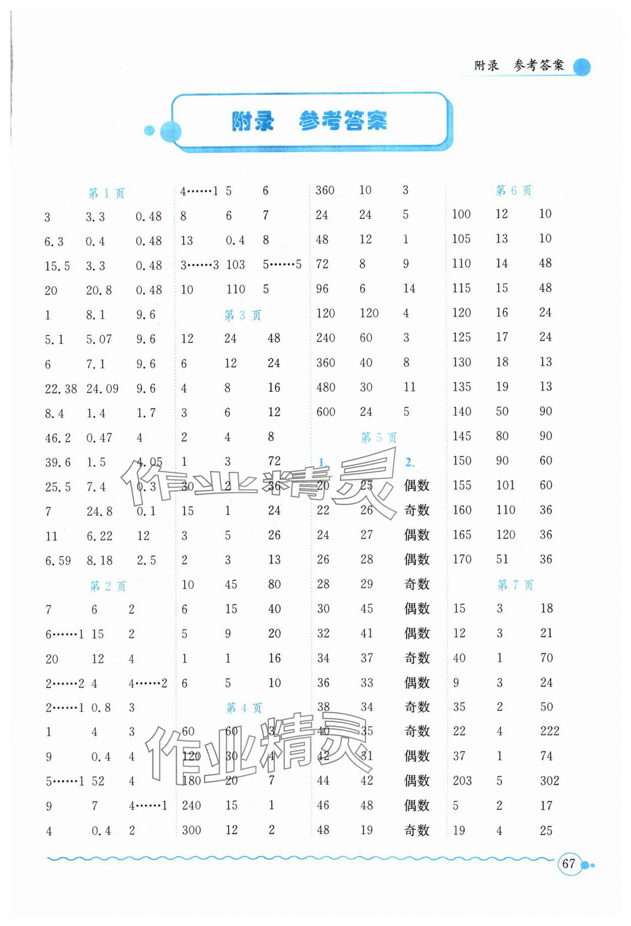 2024年黃岡小狀元口算速算練習冊五年級數(shù)學下冊人教版 第1頁