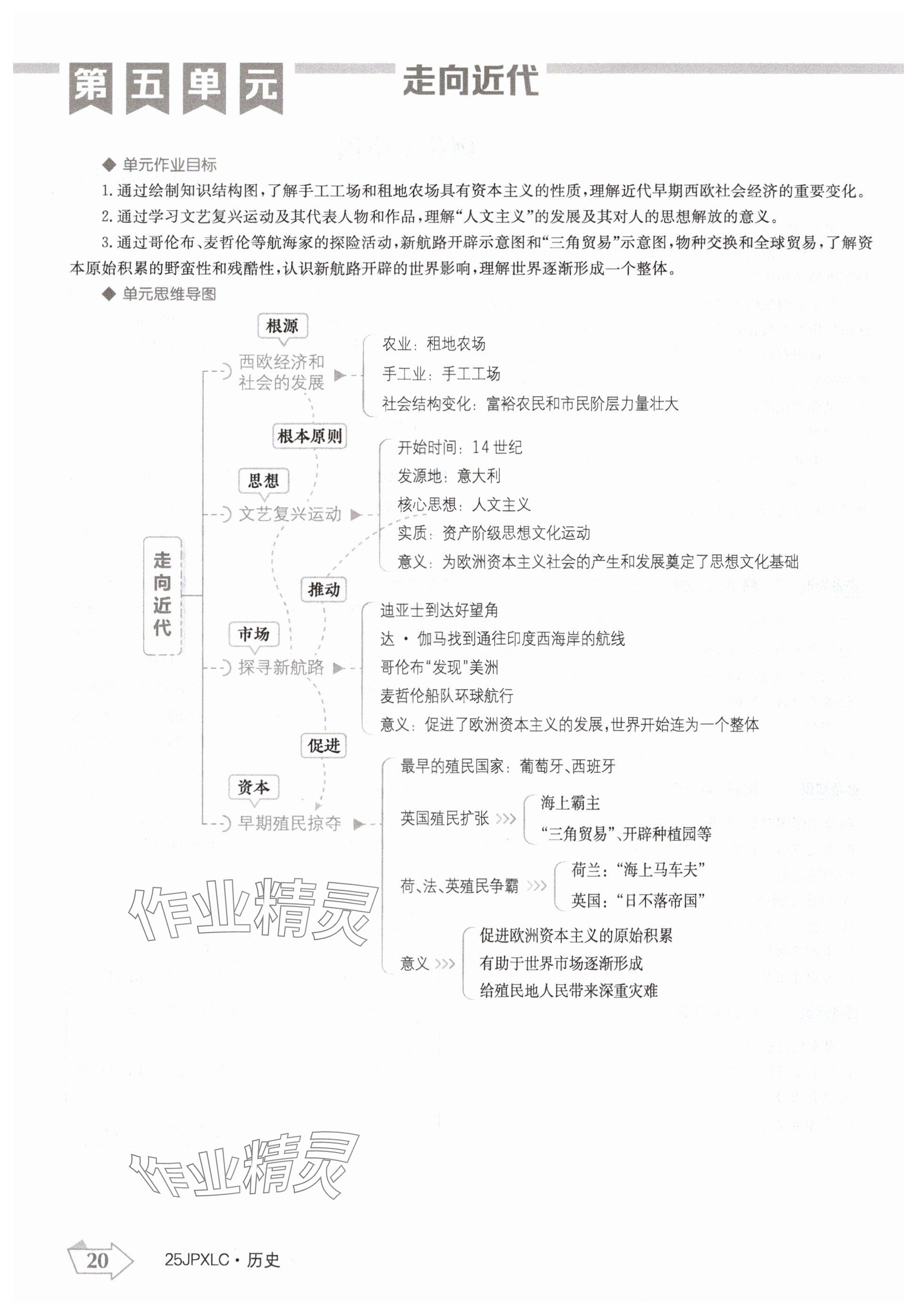 2024年金牌學(xué)練測九年級歷史全一冊人教版&nbsp;參考答案第20頁