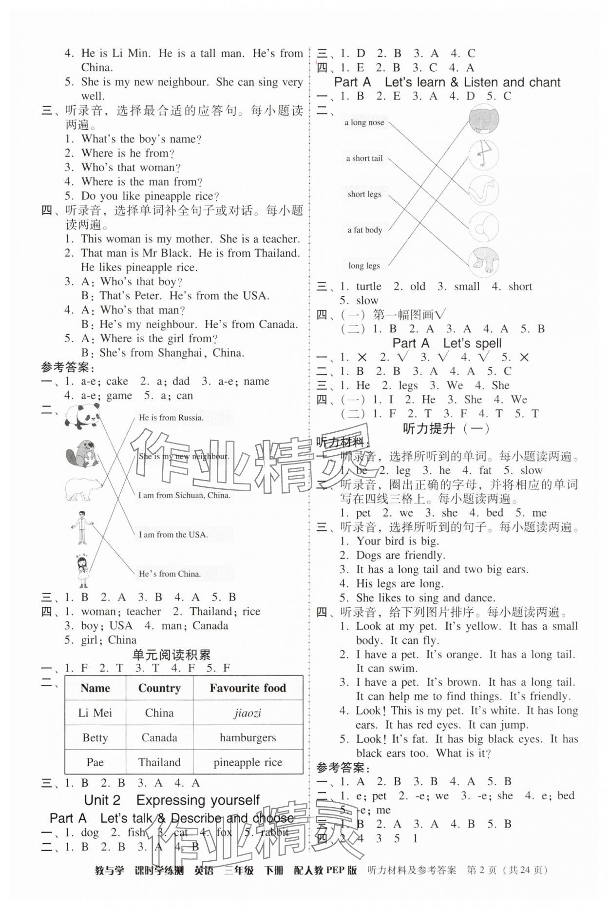 2025年教與學課時學練測三年級英語下冊人教版 第2頁