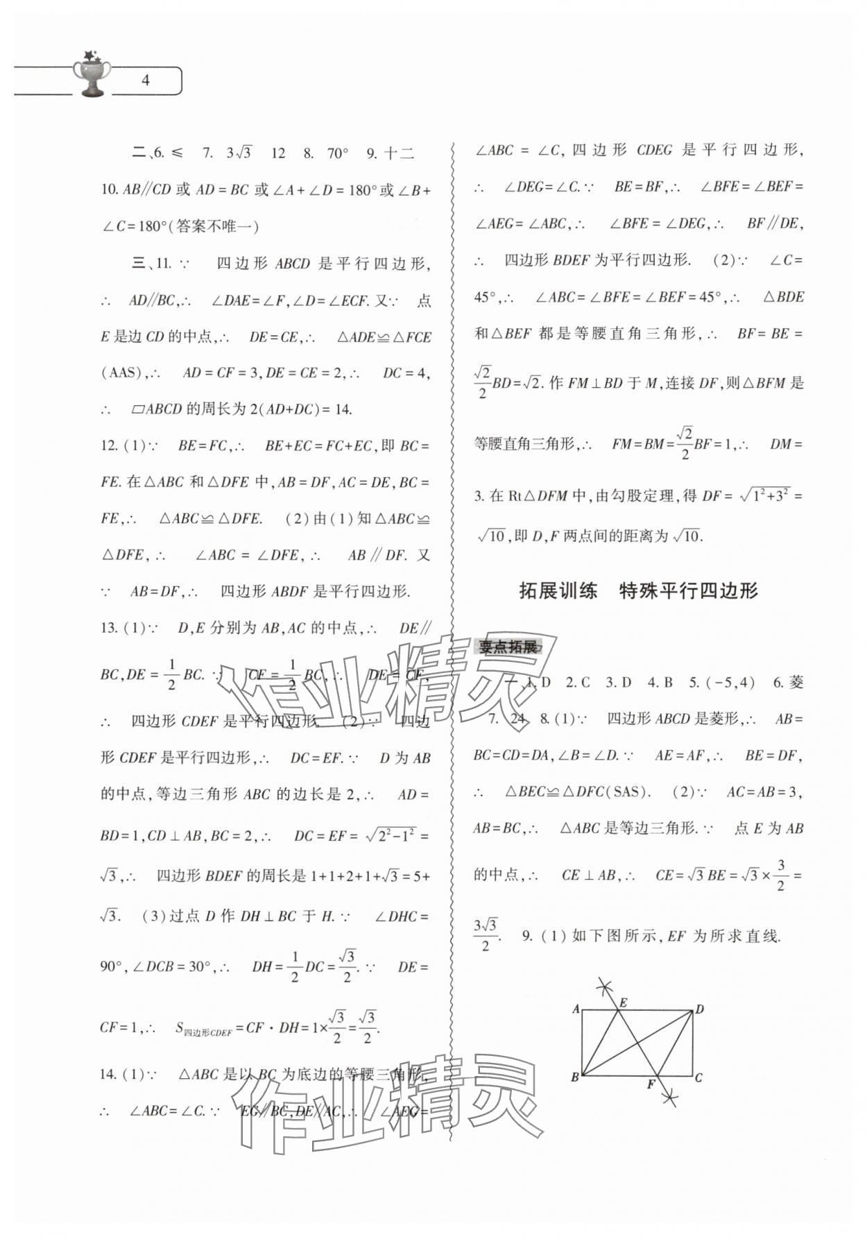 2025年暑假作業(yè)本大象出版社八年級數(shù)學、物理、生物學合訂本 參考答案第4頁