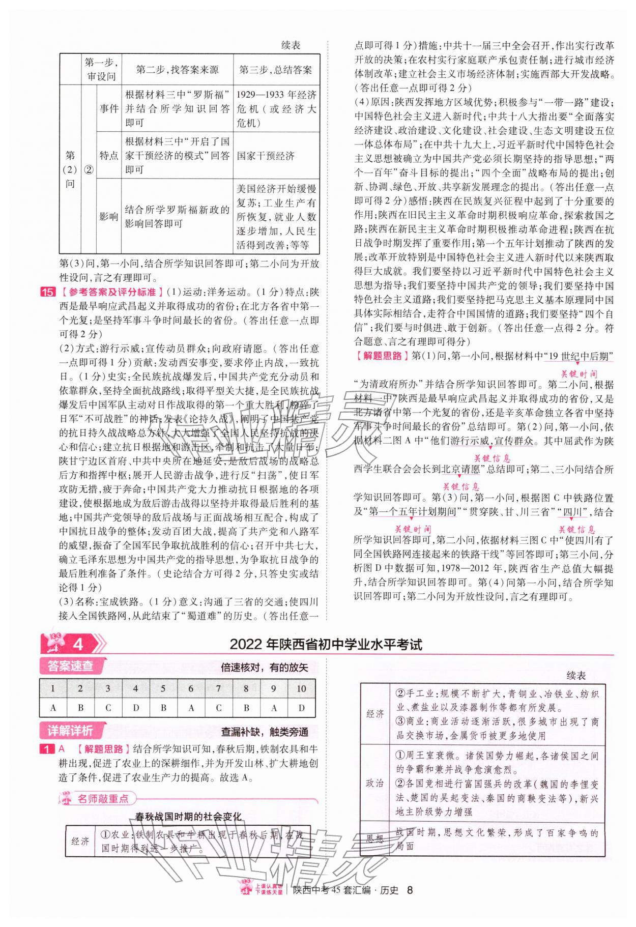 2026年金考卷45套汇编历史人教版陕西专版&nbsp;第8页