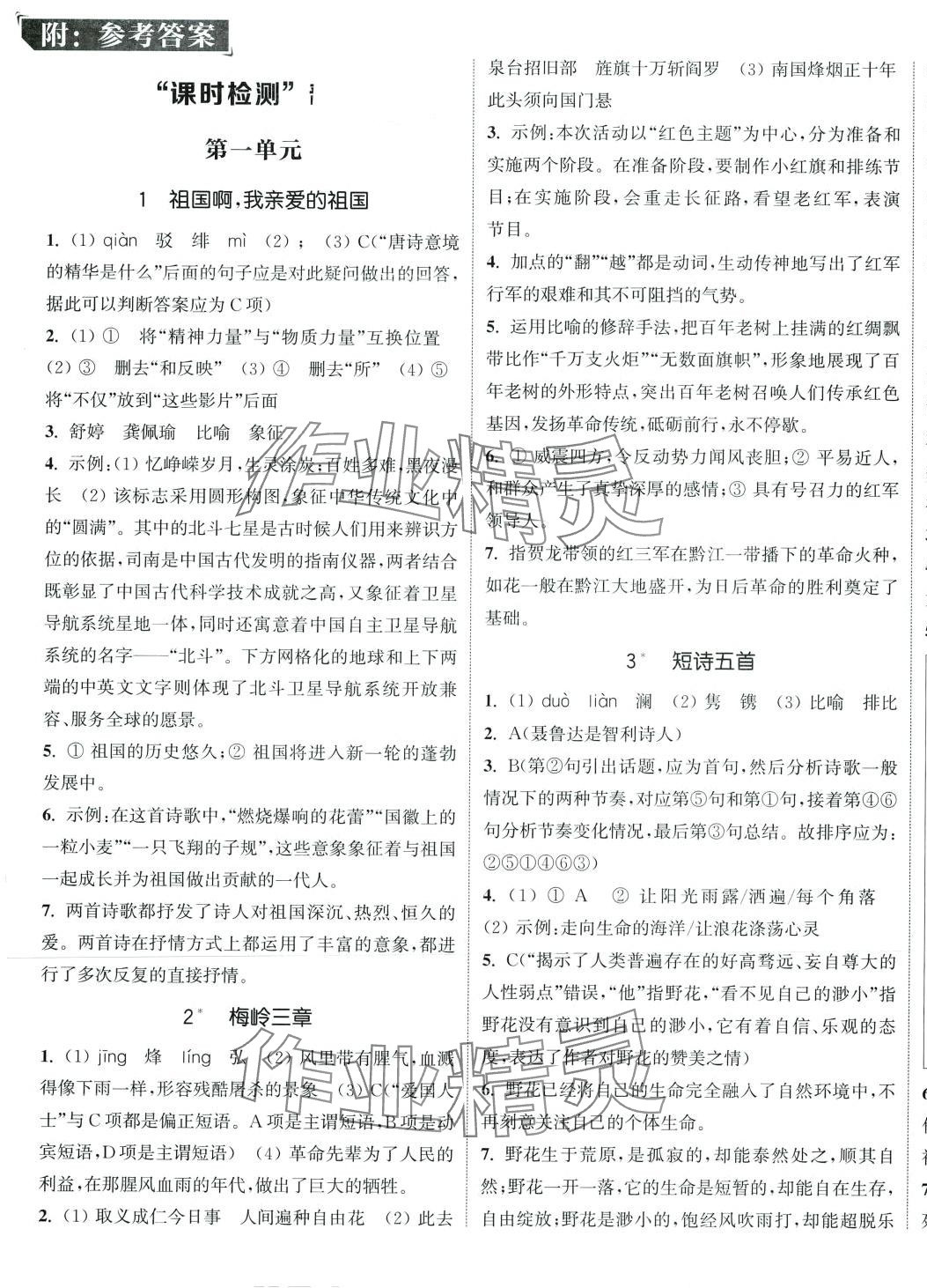 2024年通城学典活页检测九年级语文下册人教版 第1页