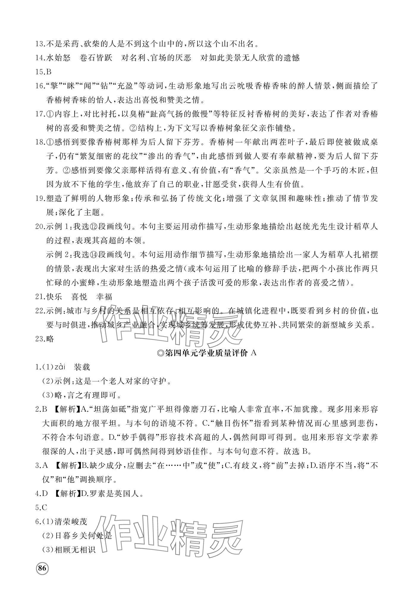 2025年精练课堂分层作业八年级语文上册人教版 参考答案第11页