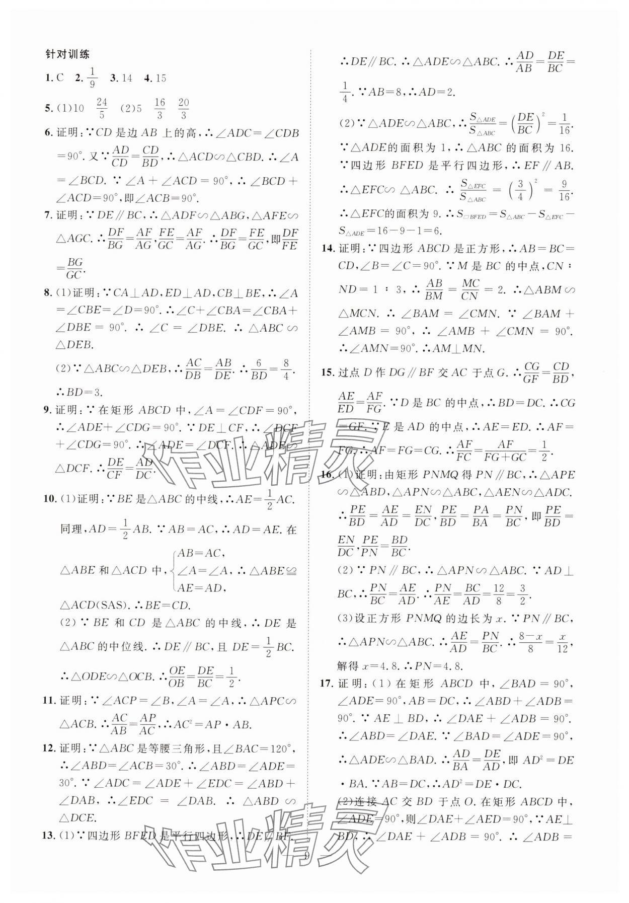 2025年智慧中考数学湖北专版 参考答案第9页