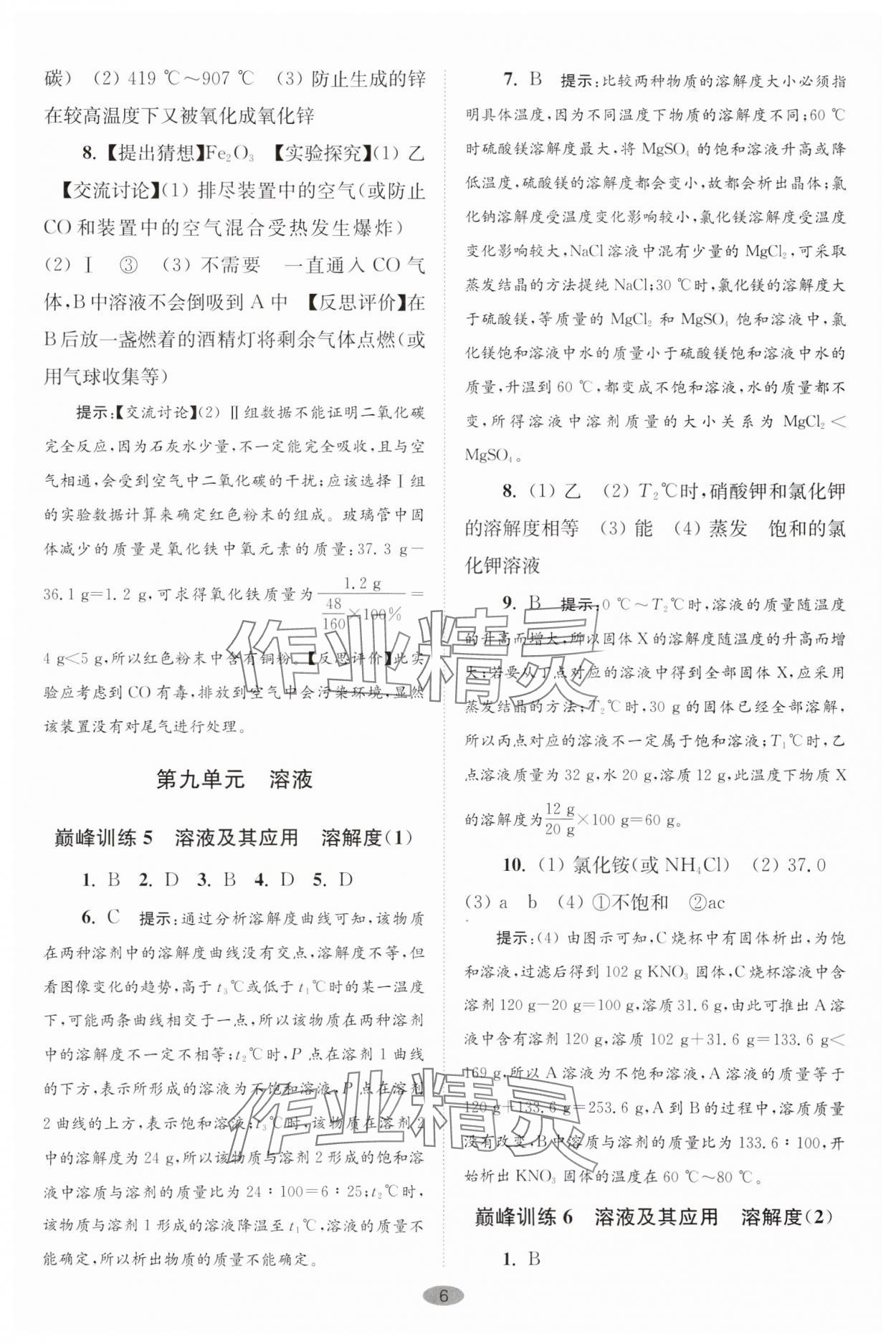 2025年初中化學(xué)小題狂做九年級(jí)下冊(cè)人教版巔峰版 參考答案第6頁