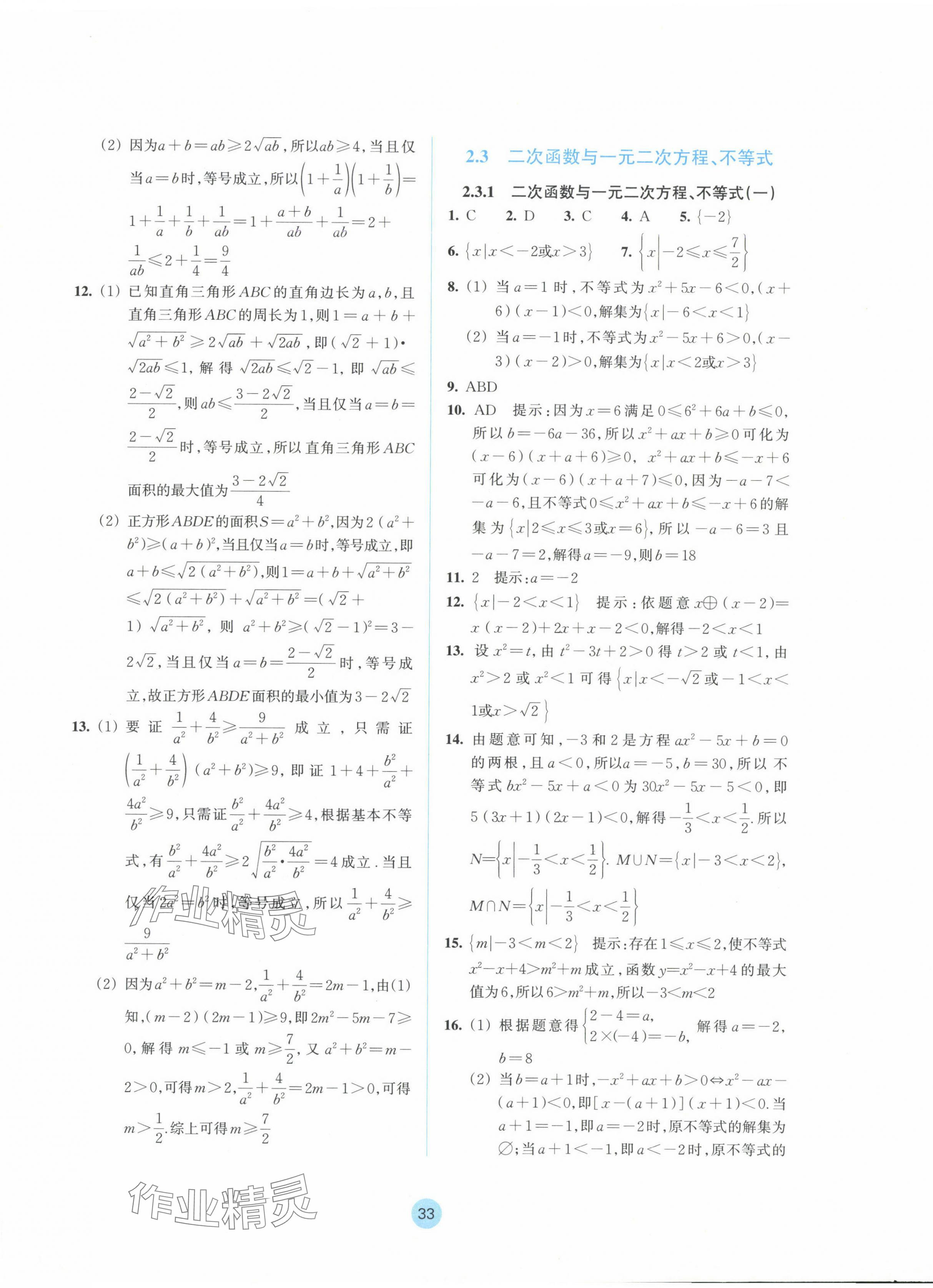 2024年作业本浙江教育出版社高中数学必修第一册 参考答案第17页