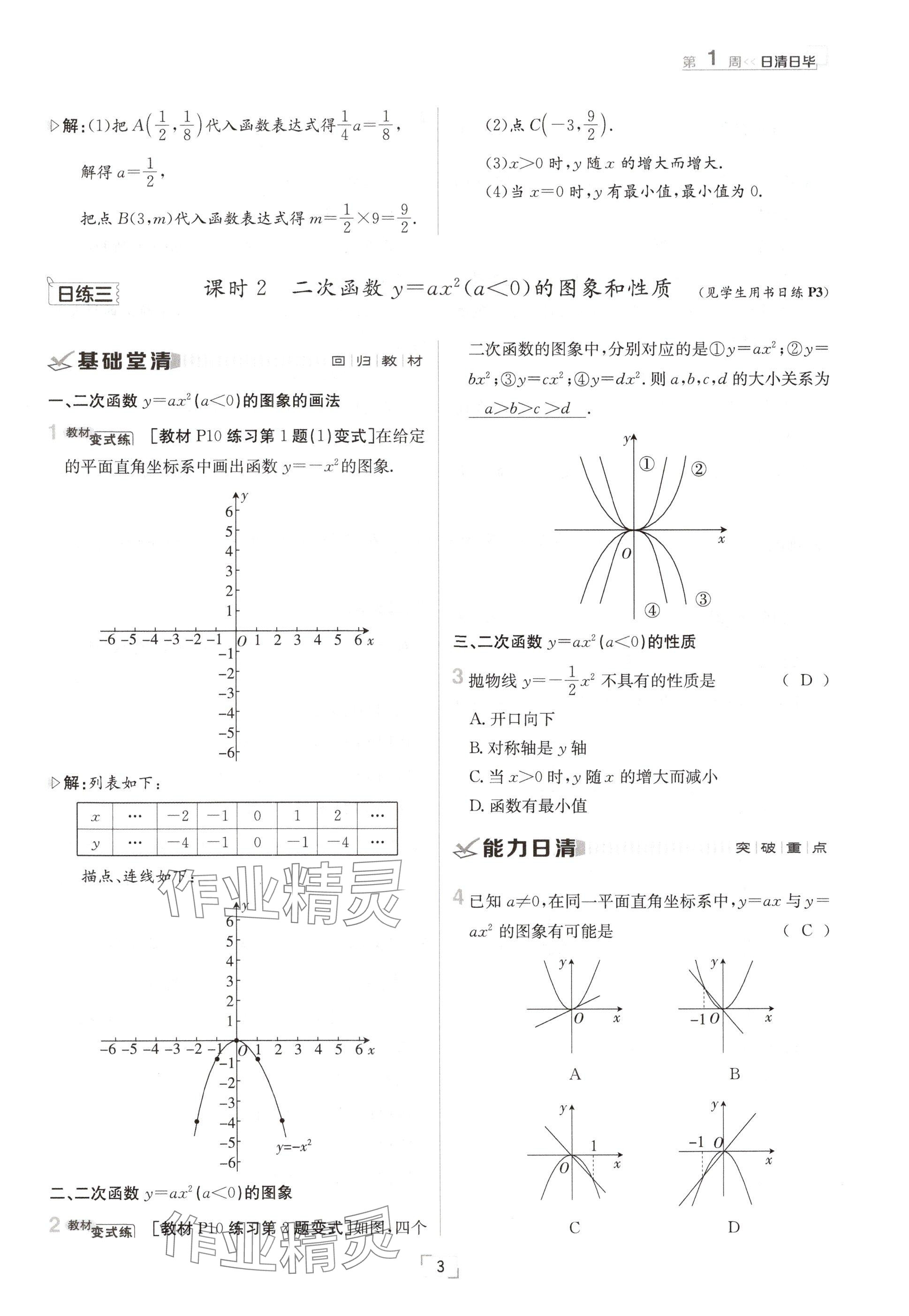 2024年日清周練九年級(jí)數(shù)學(xué)全一冊(cè)滬科版 參考答案第3頁(yè)