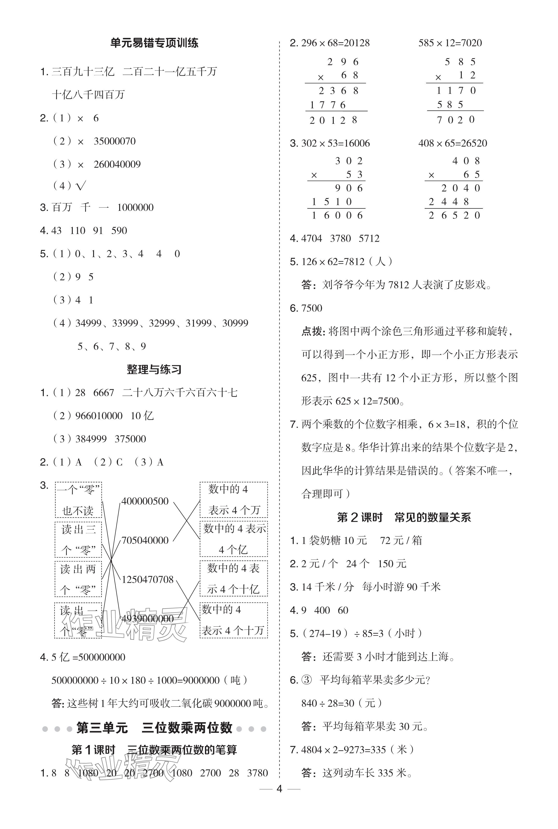 2024年綜合應(yīng)用創(chuàng)新題典中點(diǎn)四年級(jí)數(shù)學(xué)下冊(cè)蘇教版 參考答案第4頁(yè)