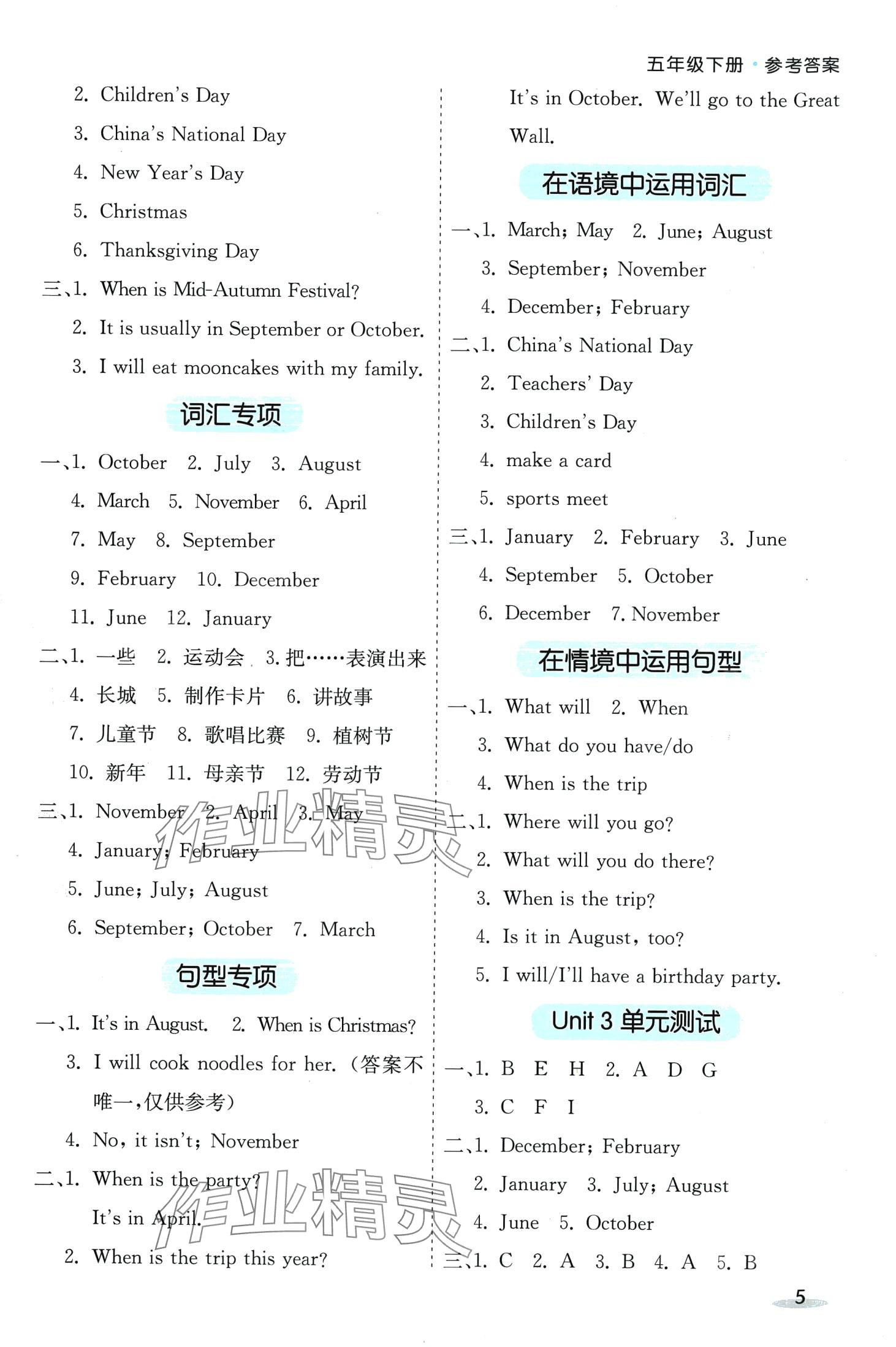 2024年七彩課堂默寫天天練五年級(jí)英語(yǔ)下冊(cè)人教版 第5頁(yè)