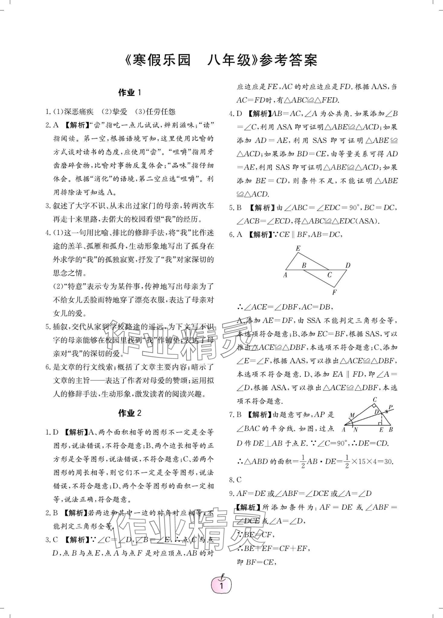 2024年寒假乐园广东教育出版社八年级综合 第1页