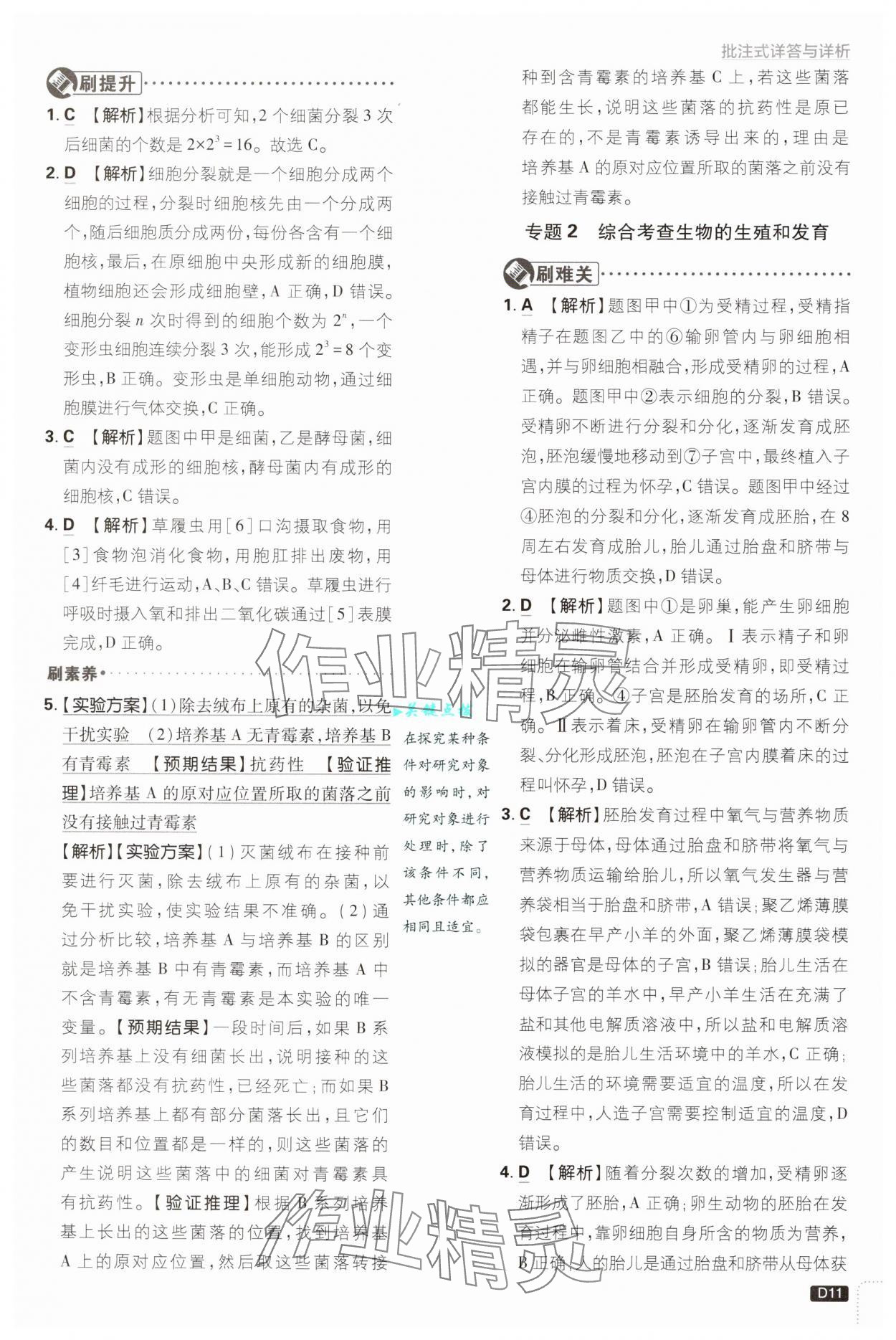 2025年初中必刷題七年級科學(xué)下冊浙教版浙江專版 參考答案第11頁
