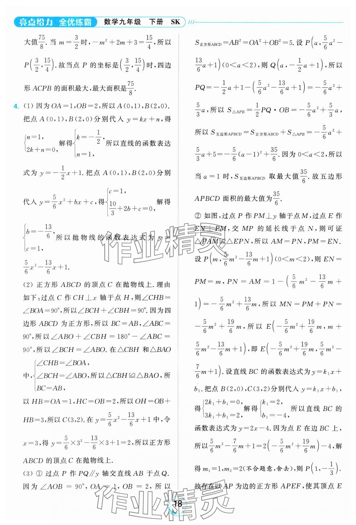 2025年亮點給力全優(yōu)練霸九年級數(shù)學下冊蘇科版 參考答案第18頁