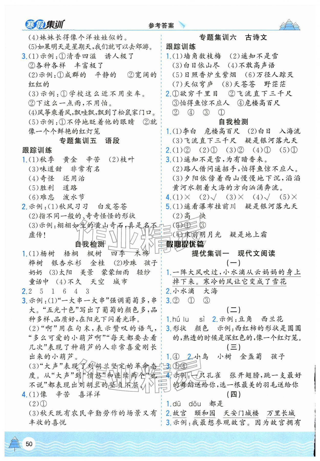 2026年寒假集训合肥工业大学出版社二年级语文全一册人教版&nbsp;第2页