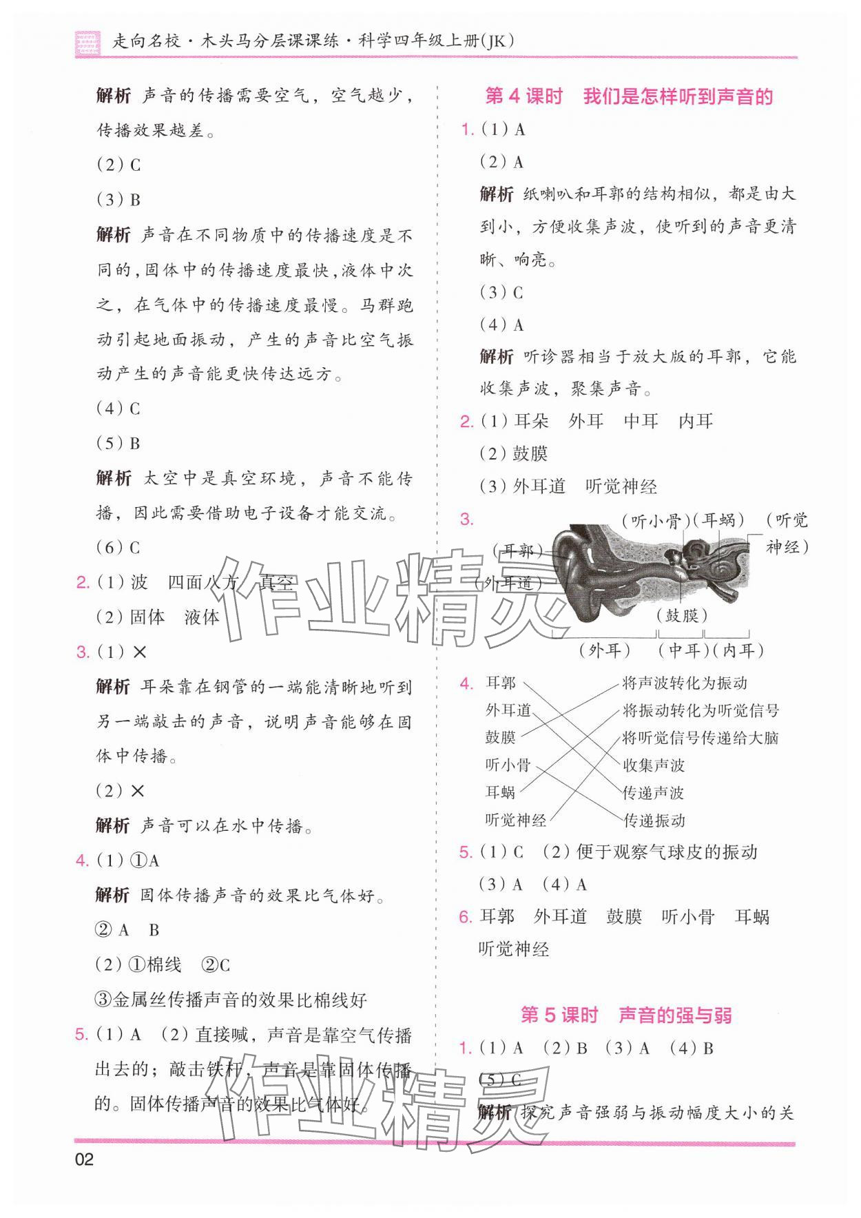 2024年木頭馬分層課課練四年級(jí)科學(xué)上冊(cè)教科版 參考答案第2頁(yè)