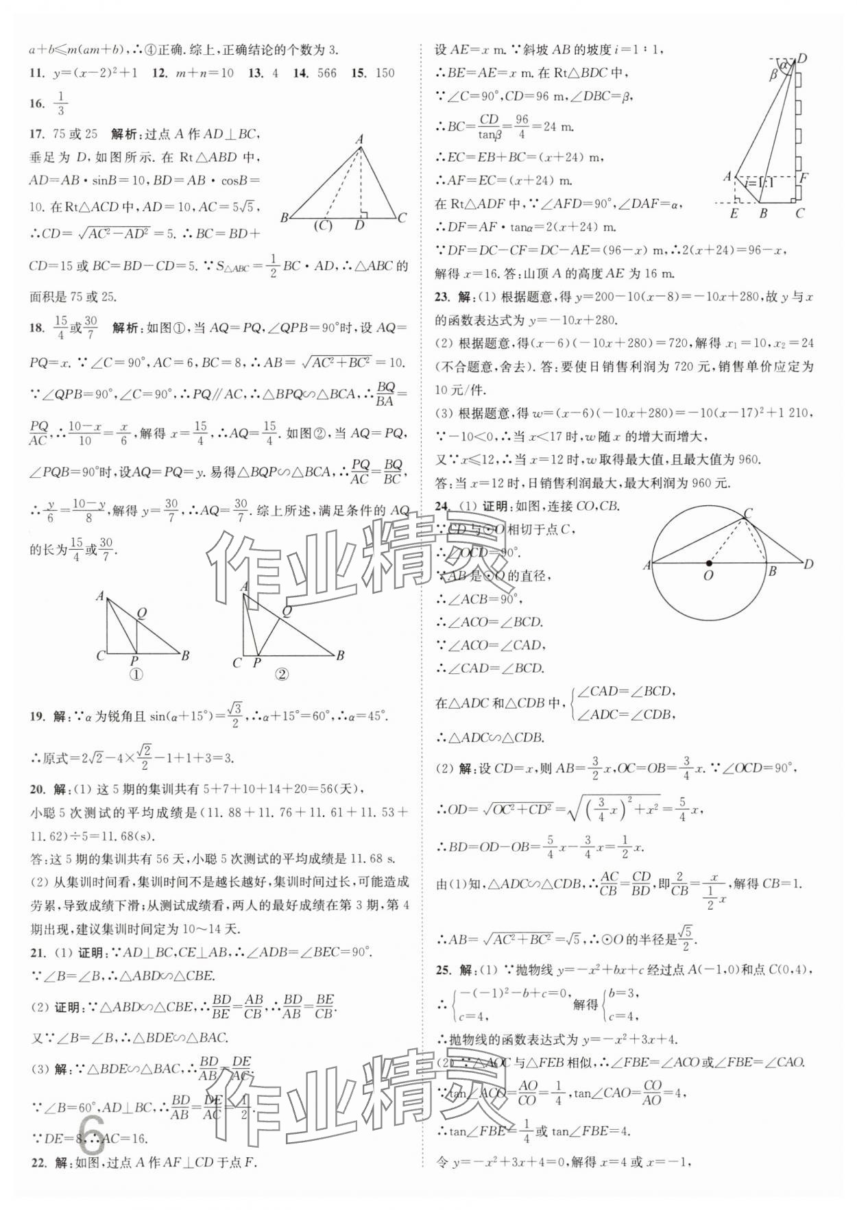 2025年江蘇密卷九年級(jí)數(shù)學(xué)下冊(cè)江蘇版 參考答案第6頁(yè)