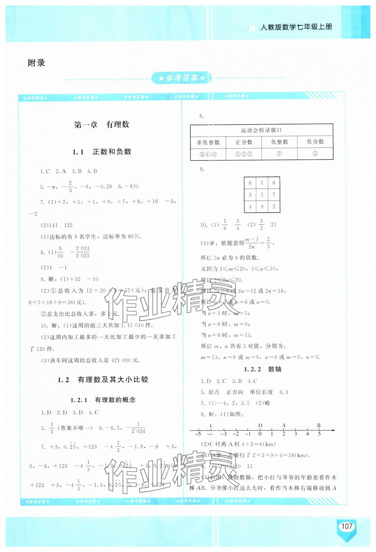 2024年同步實(shí)踐評(píng)價(jià)課程基礎(chǔ)訓(xùn)練七年級(jí)數(shù)學(xué)上冊(cè)人教版 第1頁(yè)