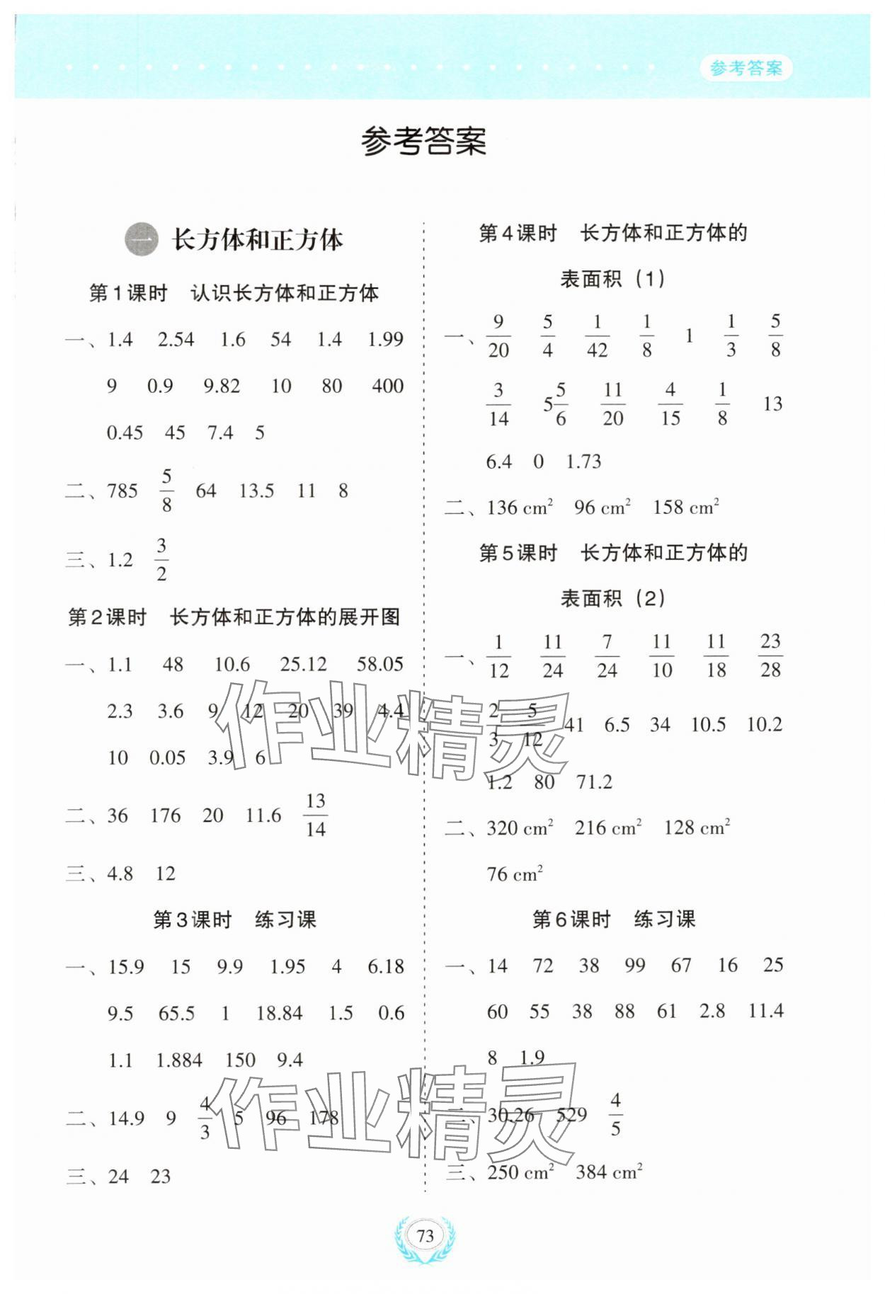 2024年經(jīng)典口算六年級數(shù)學上冊人教版 第1頁