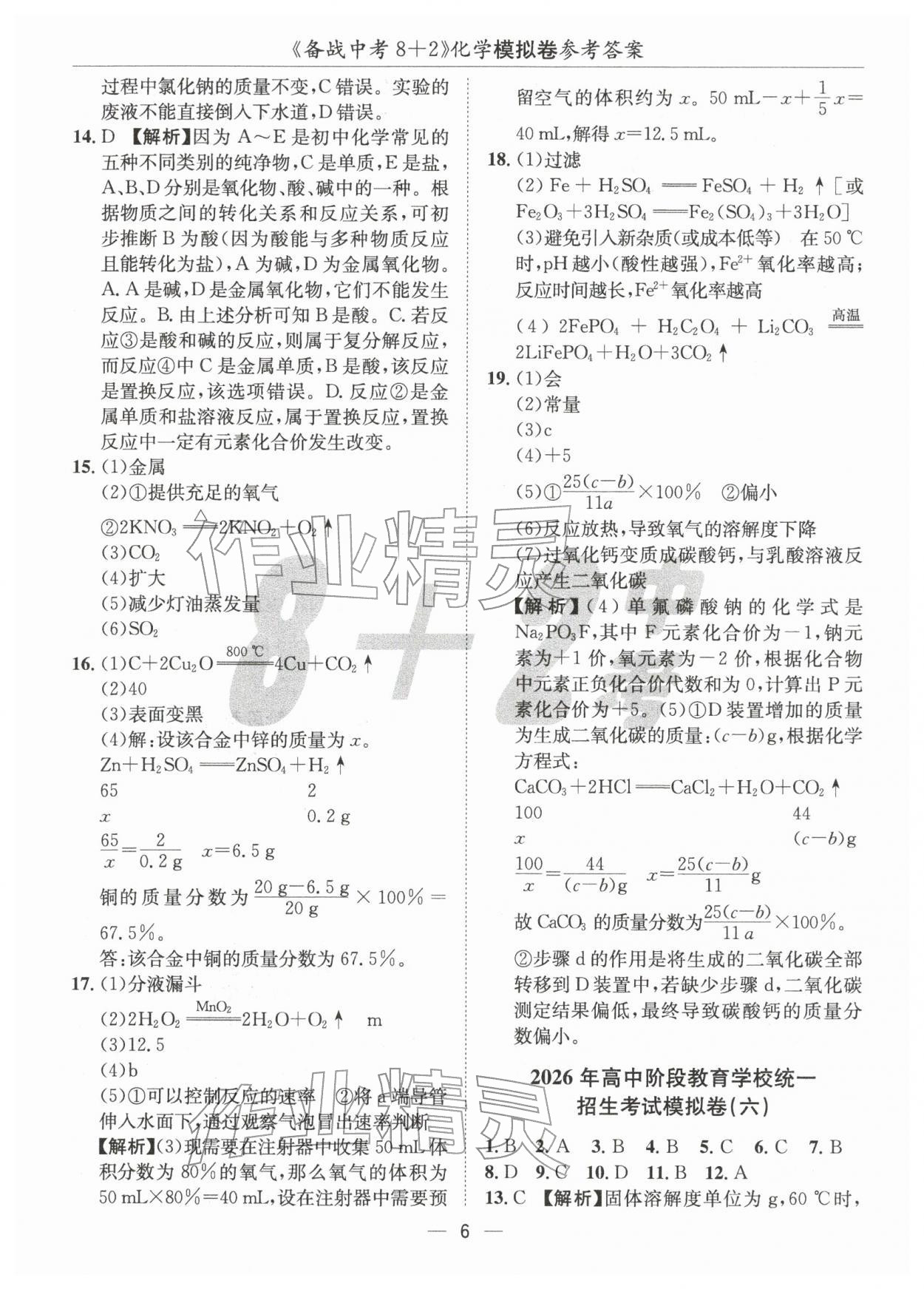 2026年中考密卷8加2化學(xué)&nbsp;第6頁