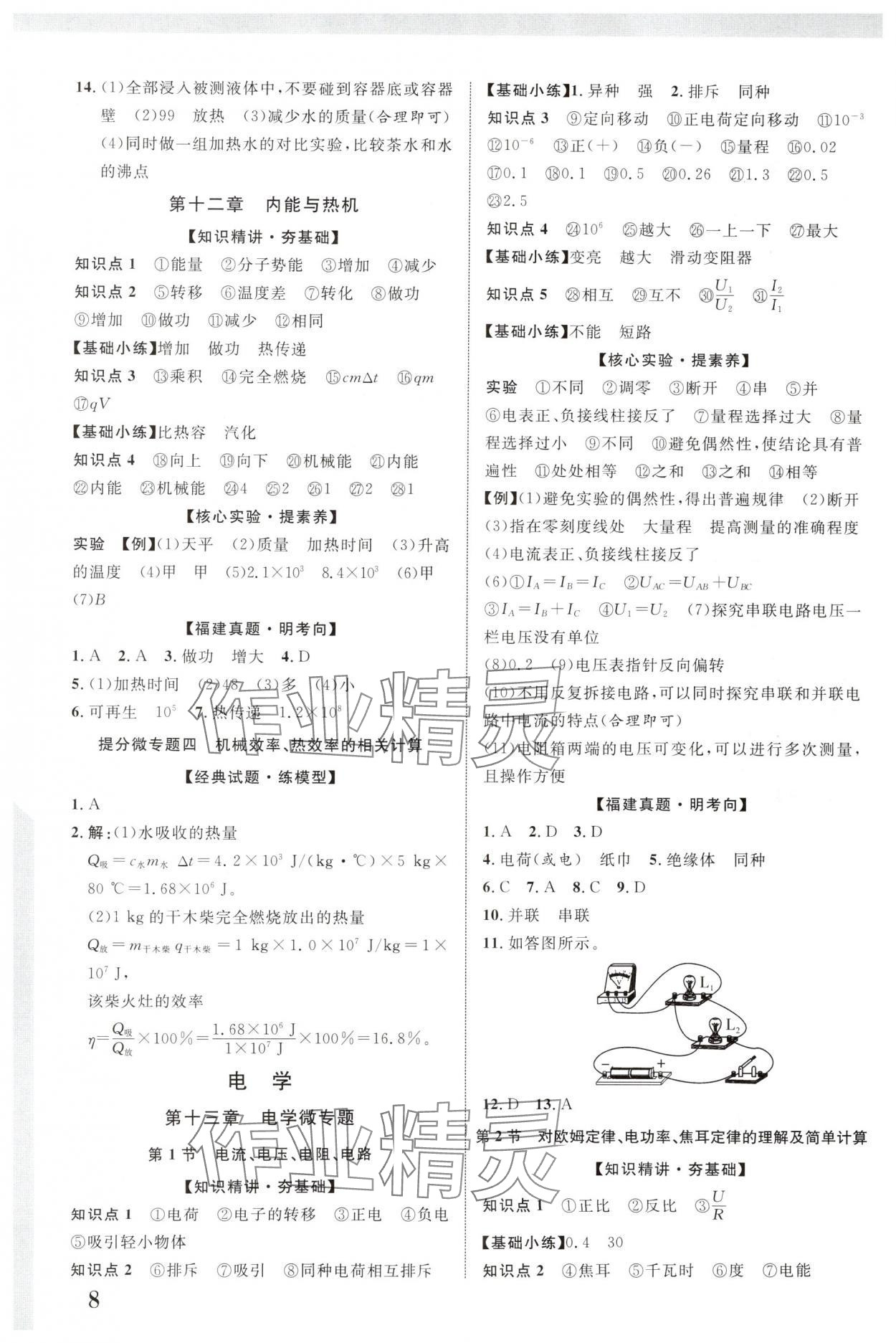 2025年中教联中考新突破物理福建专版 参考答案第8页