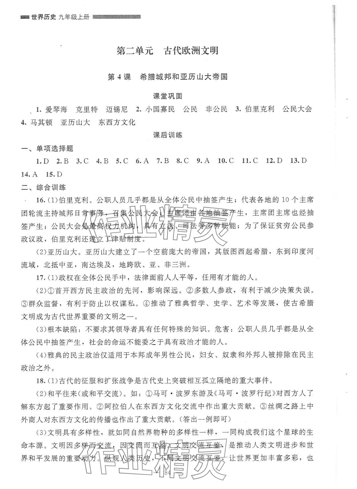 2025年课堂精练九年级历史上册人教版哈尔滨专版 第4页